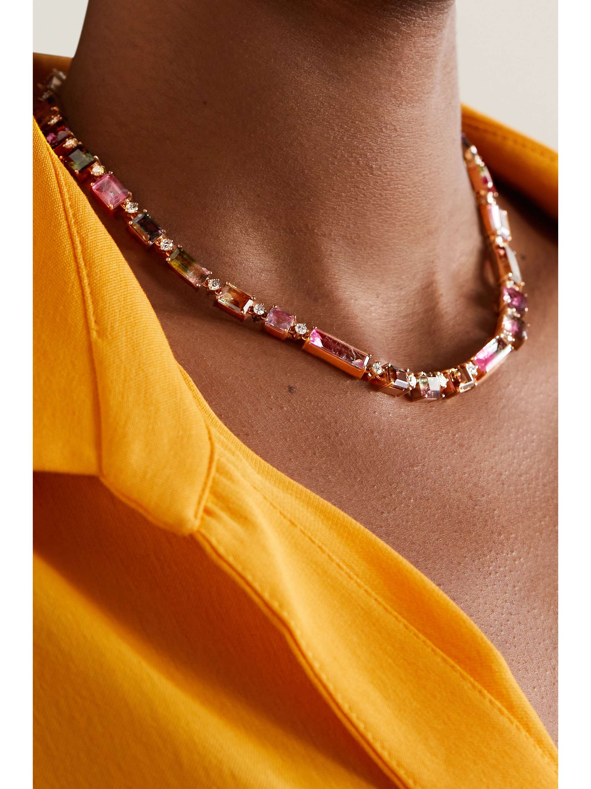 IRENE NEUWIRTH 18-karat rose gold, tourmaline and diamond necklace