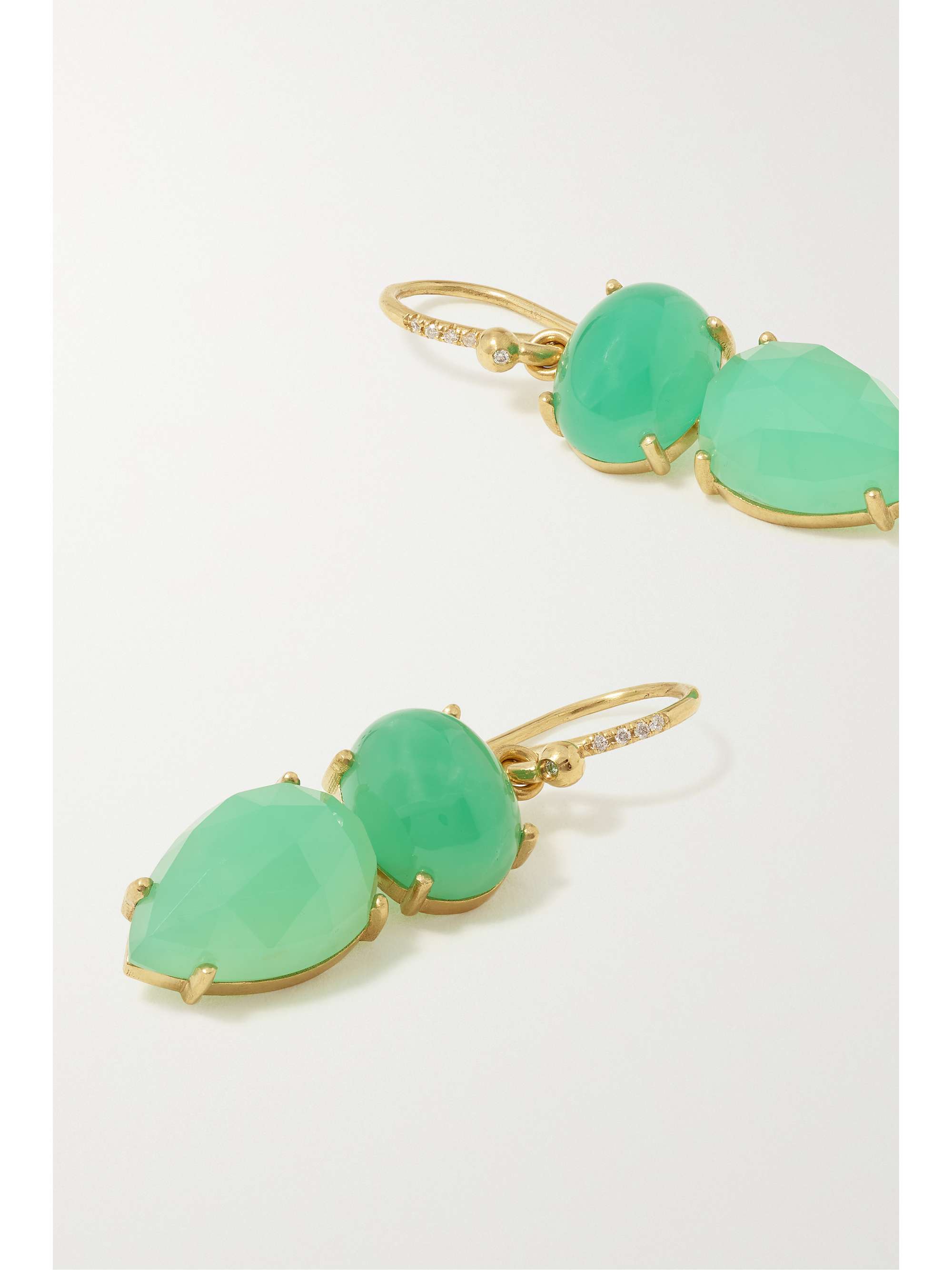 IRENE NEUWIRTH Gem Drops 18-karat gold, chrysoprase and diamond earrings