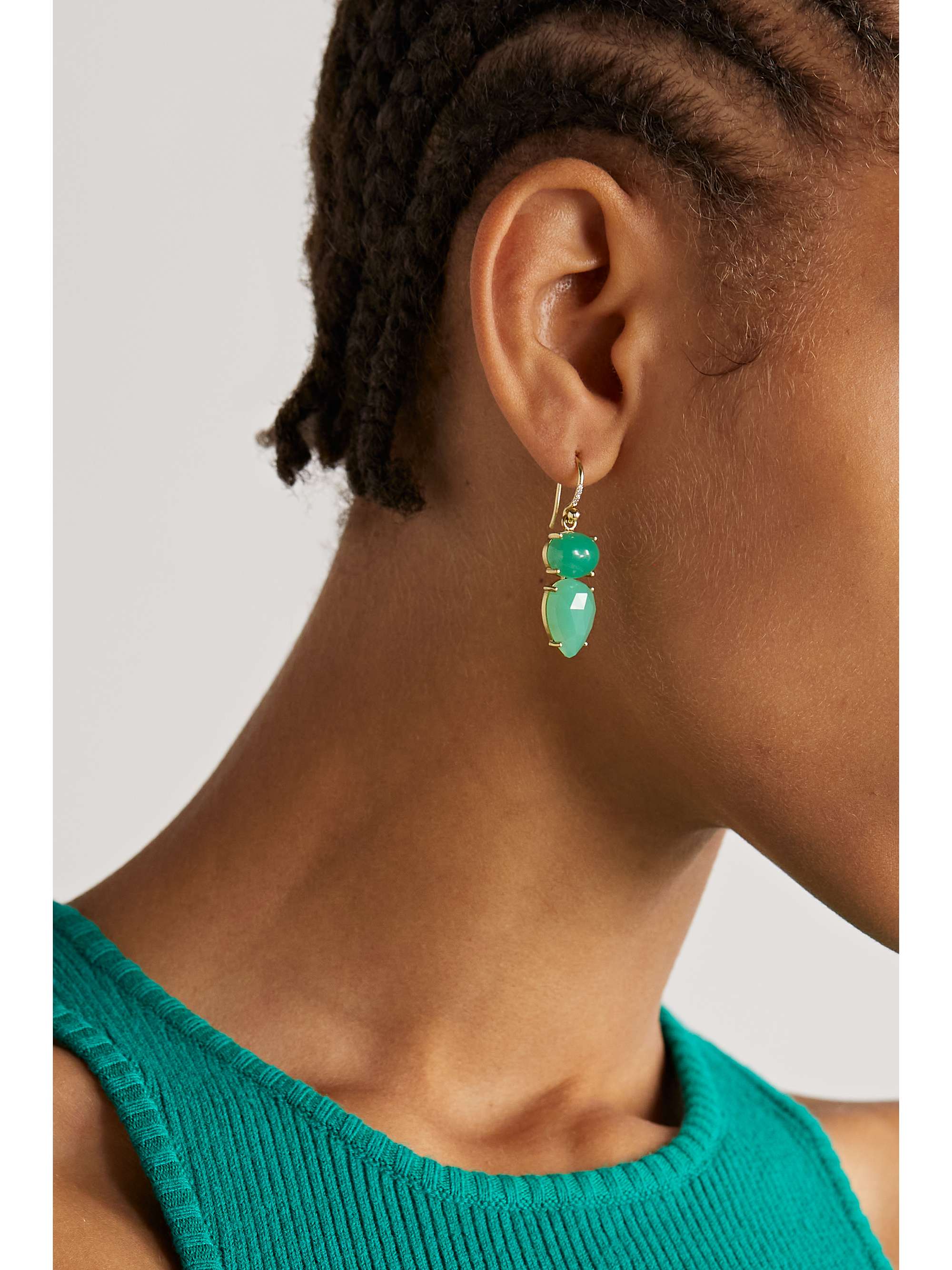 IRENE NEUWIRTH Gem Drops 18-karat gold, chrysoprase and diamond earrings