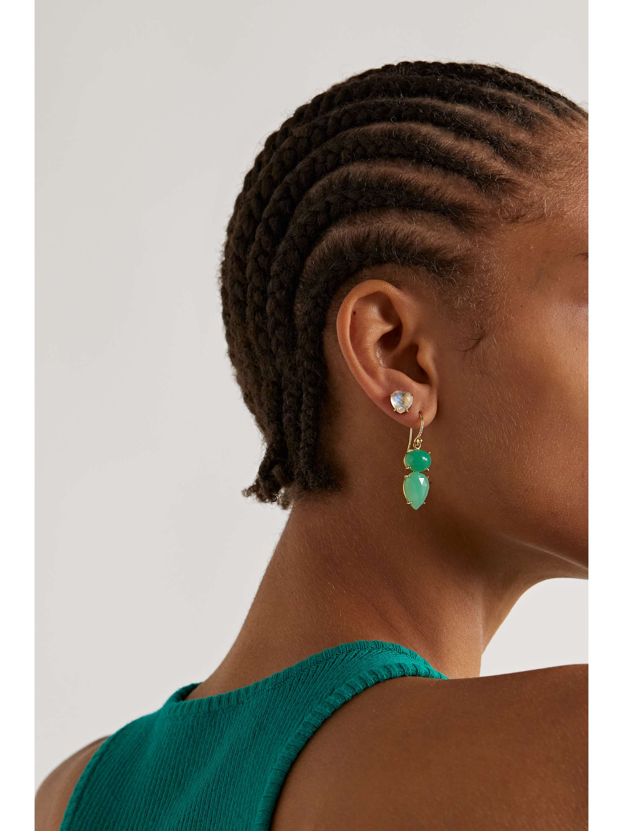 IRENE NEUWIRTH Gem Drops 18-karat gold, chrysoprase and diamond earrings