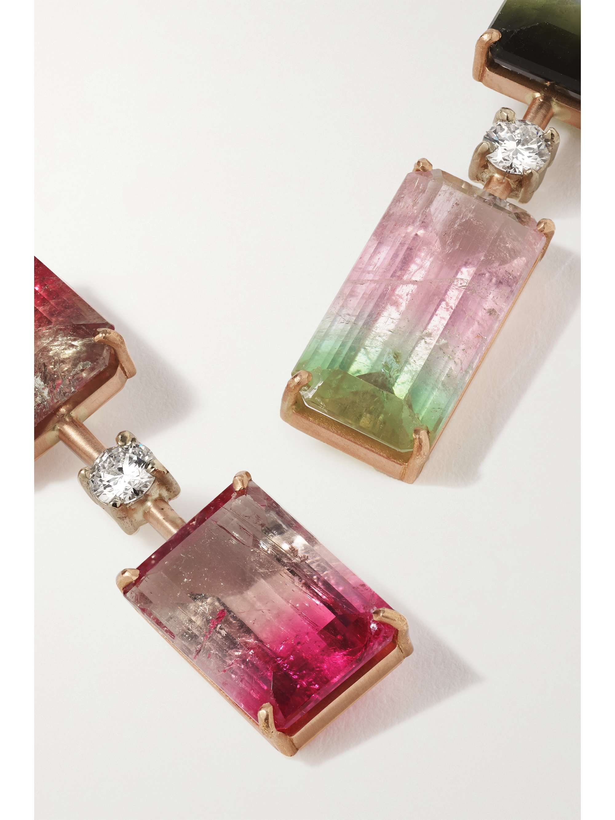 IRENE NEUWIRTH Gemmy Gem 18-karat rose and white gold, tourmaline and diamond earrings