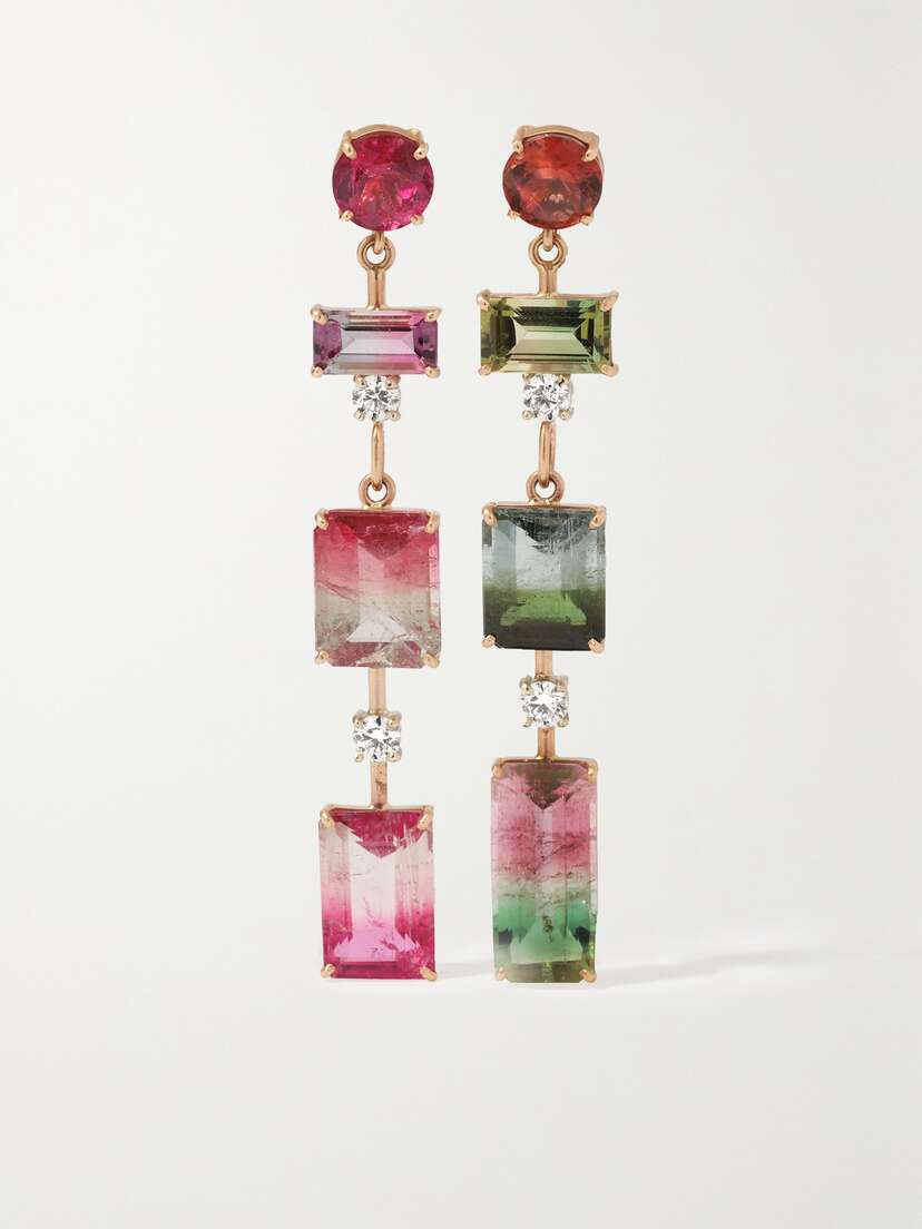 Irene Neuwirth Gemmy Gem 18-karat Rose And White Gold, Tourmaline And Diamond Earrings