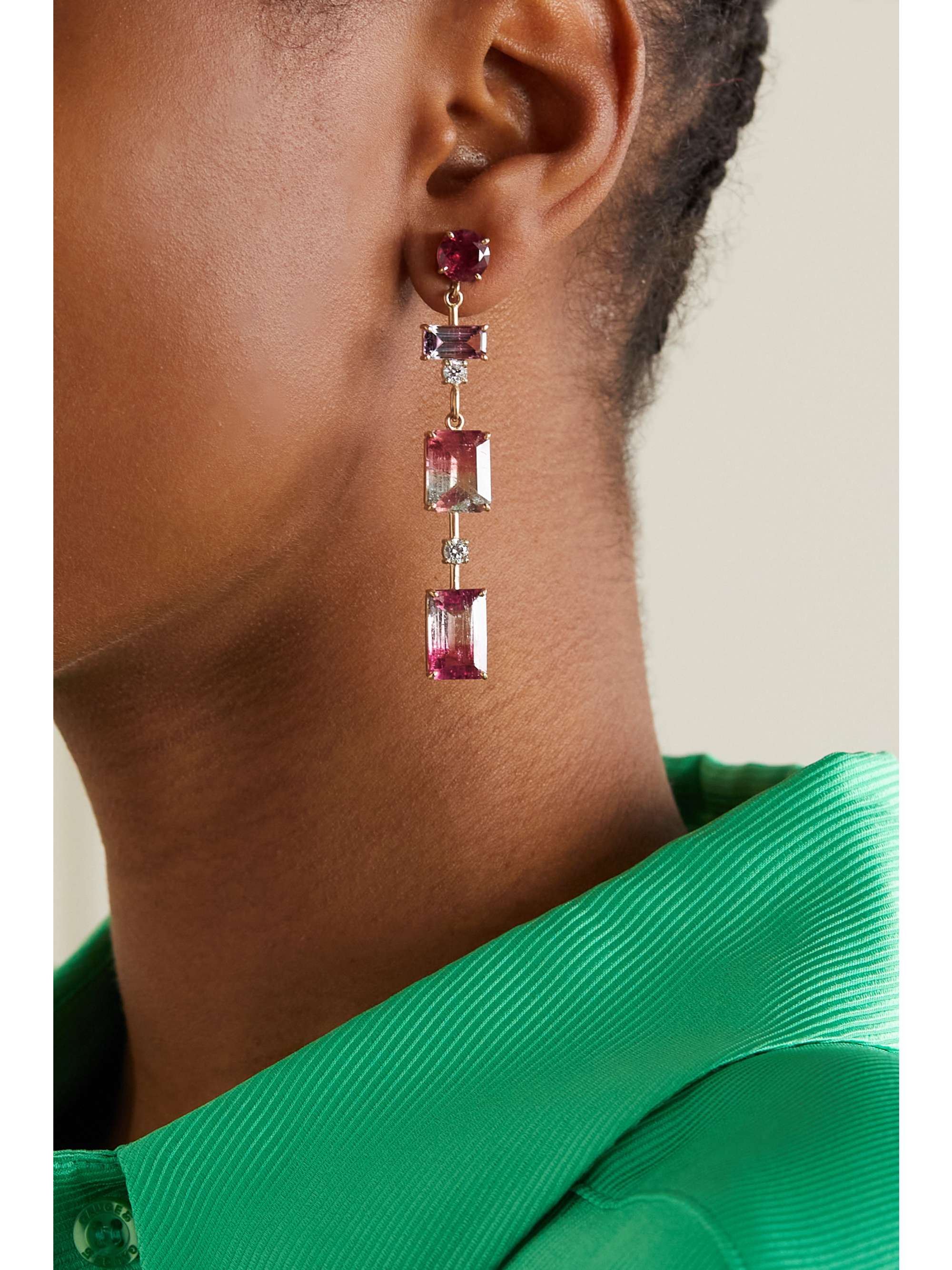 IRENE NEUWIRTH Gemmy Gem 18-karat rose and white gold, tourmaline and diamond earrings