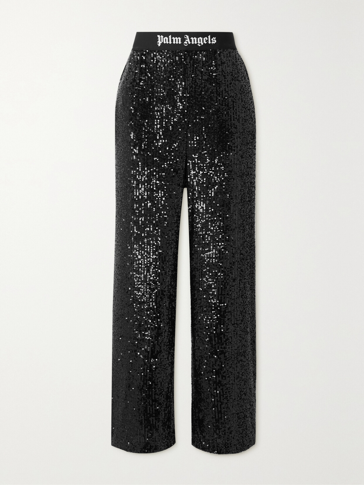 Palm Angels - Sequined Jersey Straight-leg Pants - Black