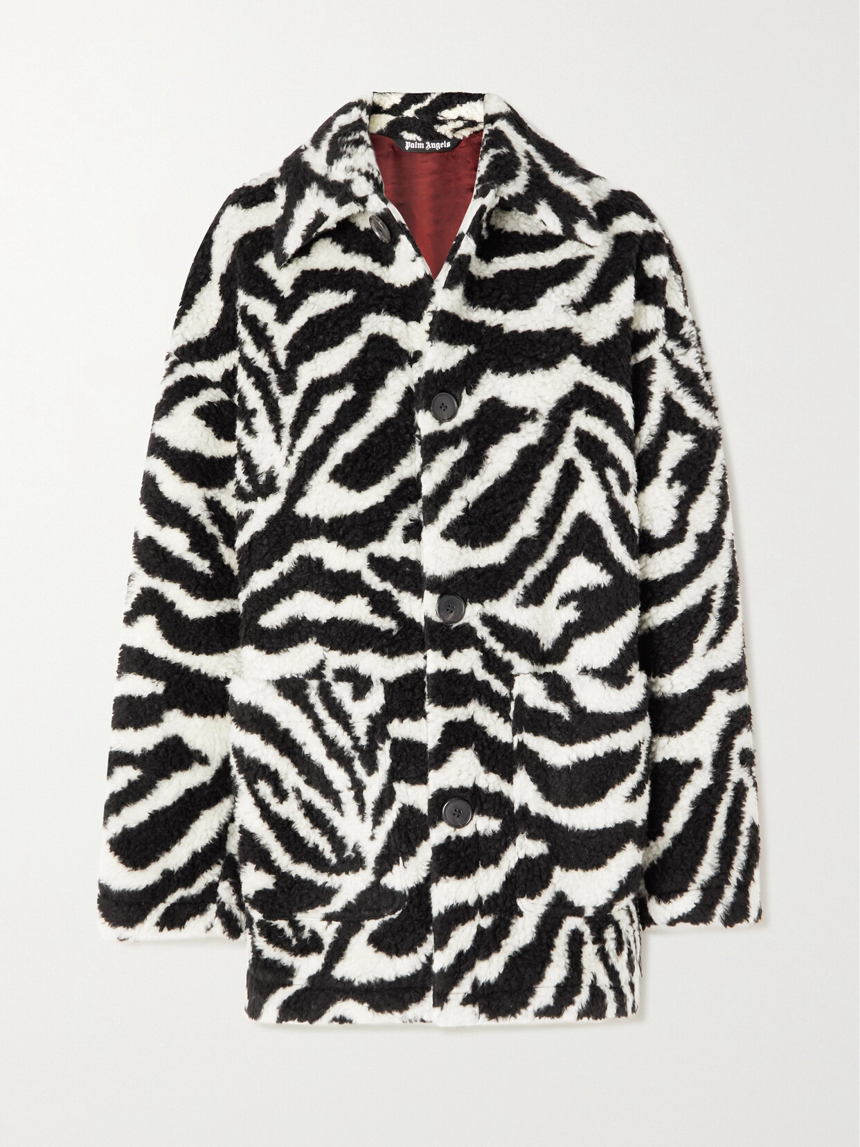 Palm Angels - Zebra-print Faux Fur Coat - Black