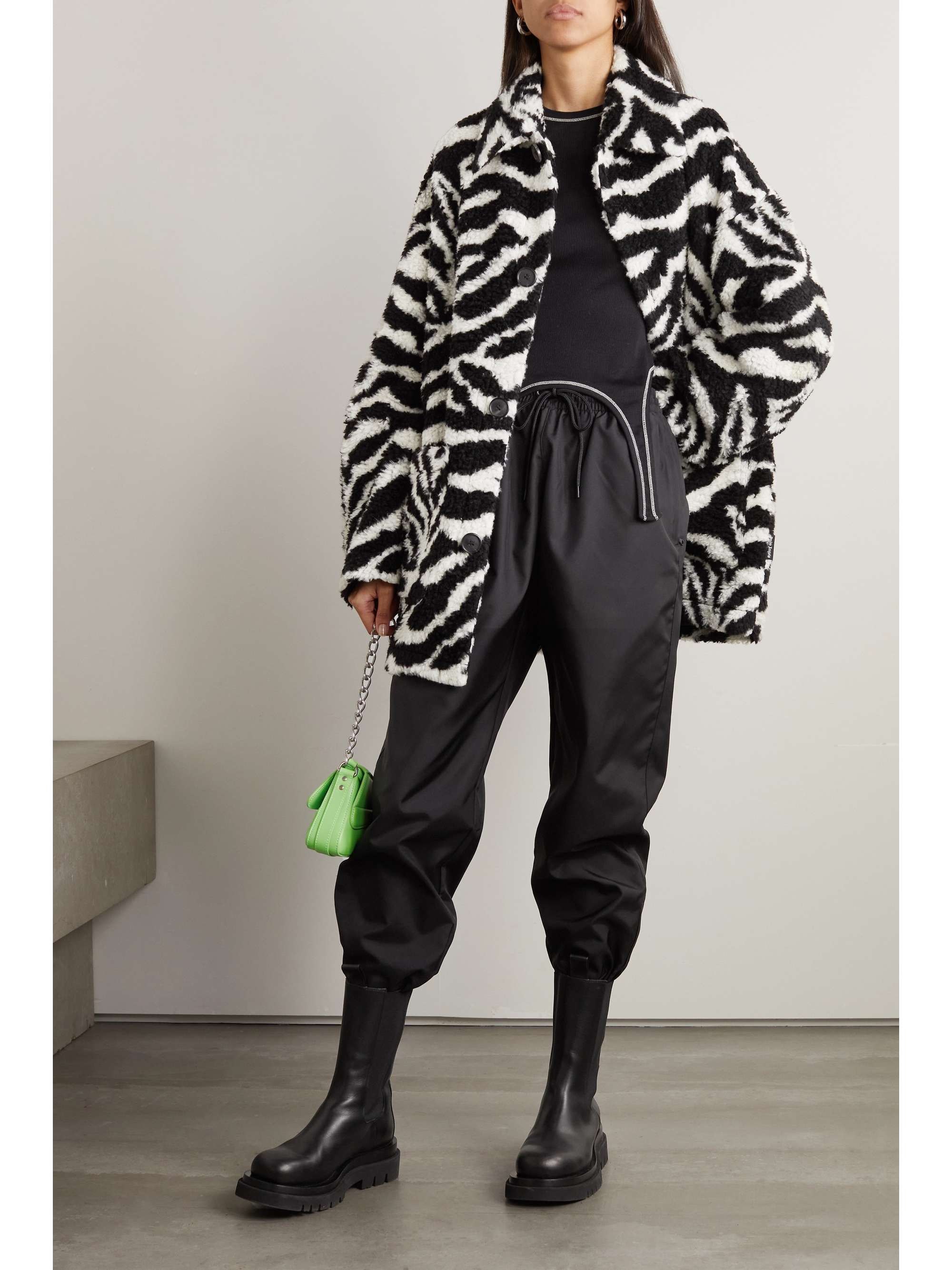 PALM ANGELS Zebra-print faux fur coat | NET-A-PORTER