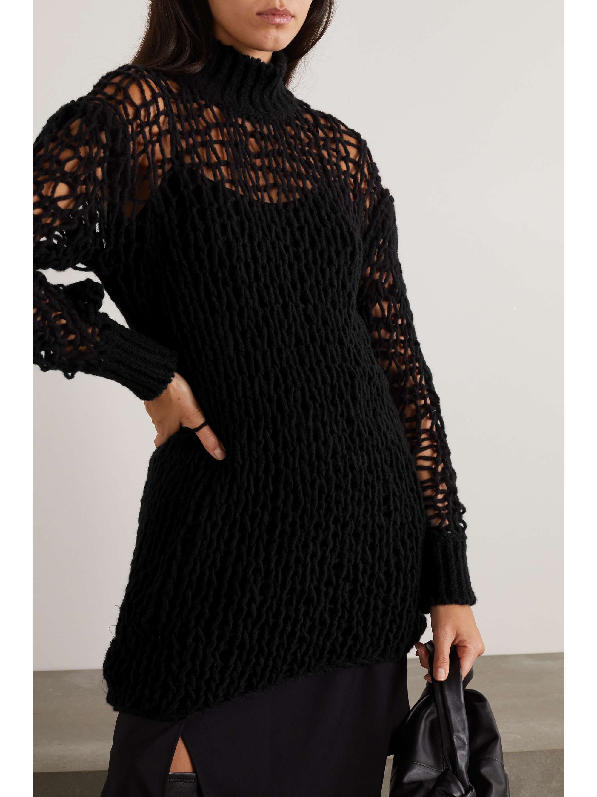 ANN DEMEULEMEESTER Openknit woolblend top NETAPORTER