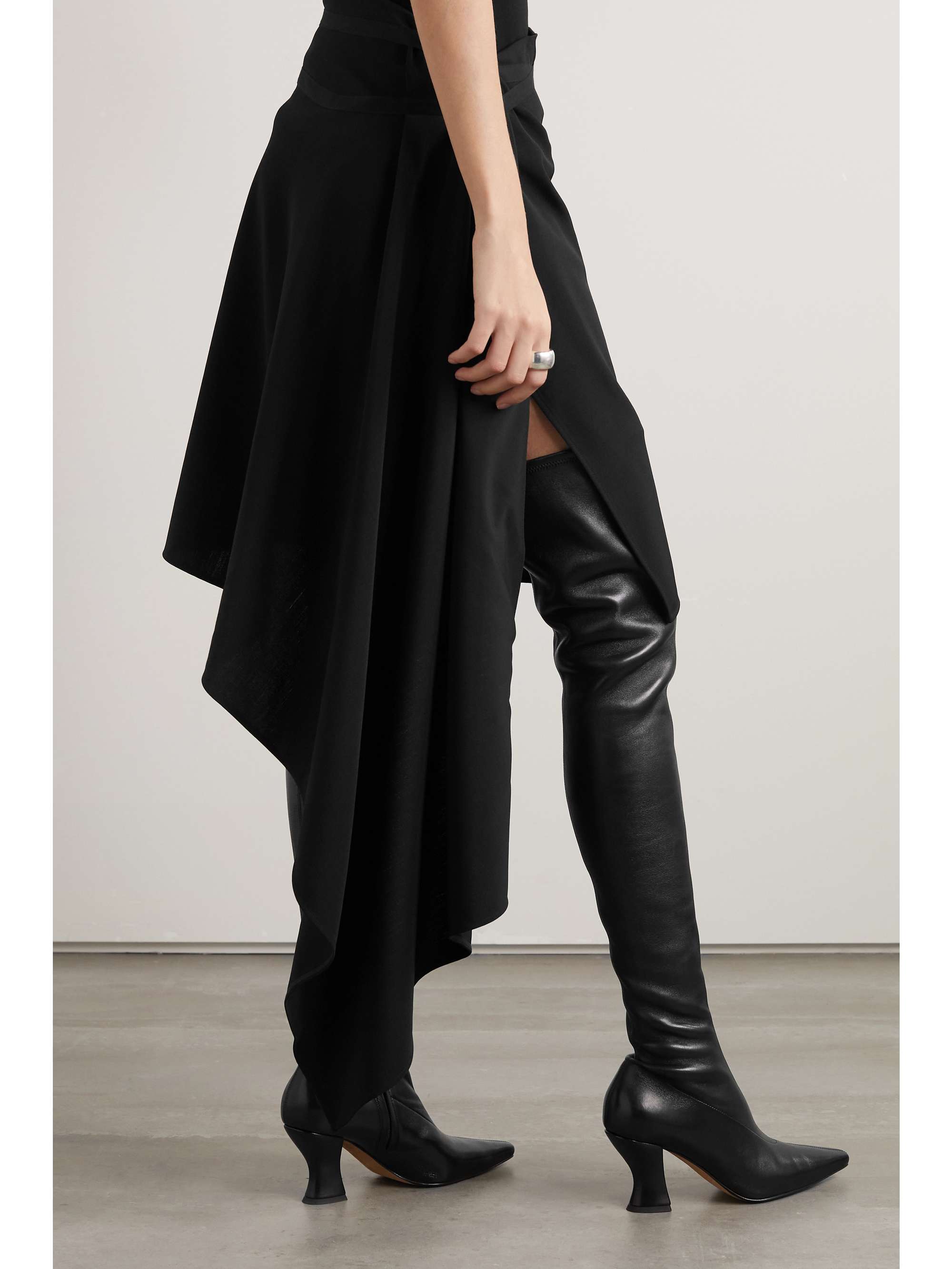 ANN DEMEULEMEESTER Draped wool midi wrap skirt