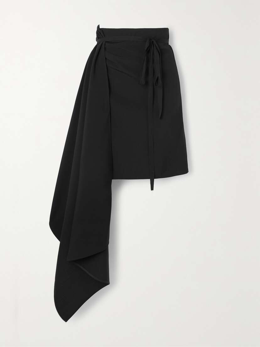 Ann Demeulemeester Draped Wool Midi Wrap Skirt