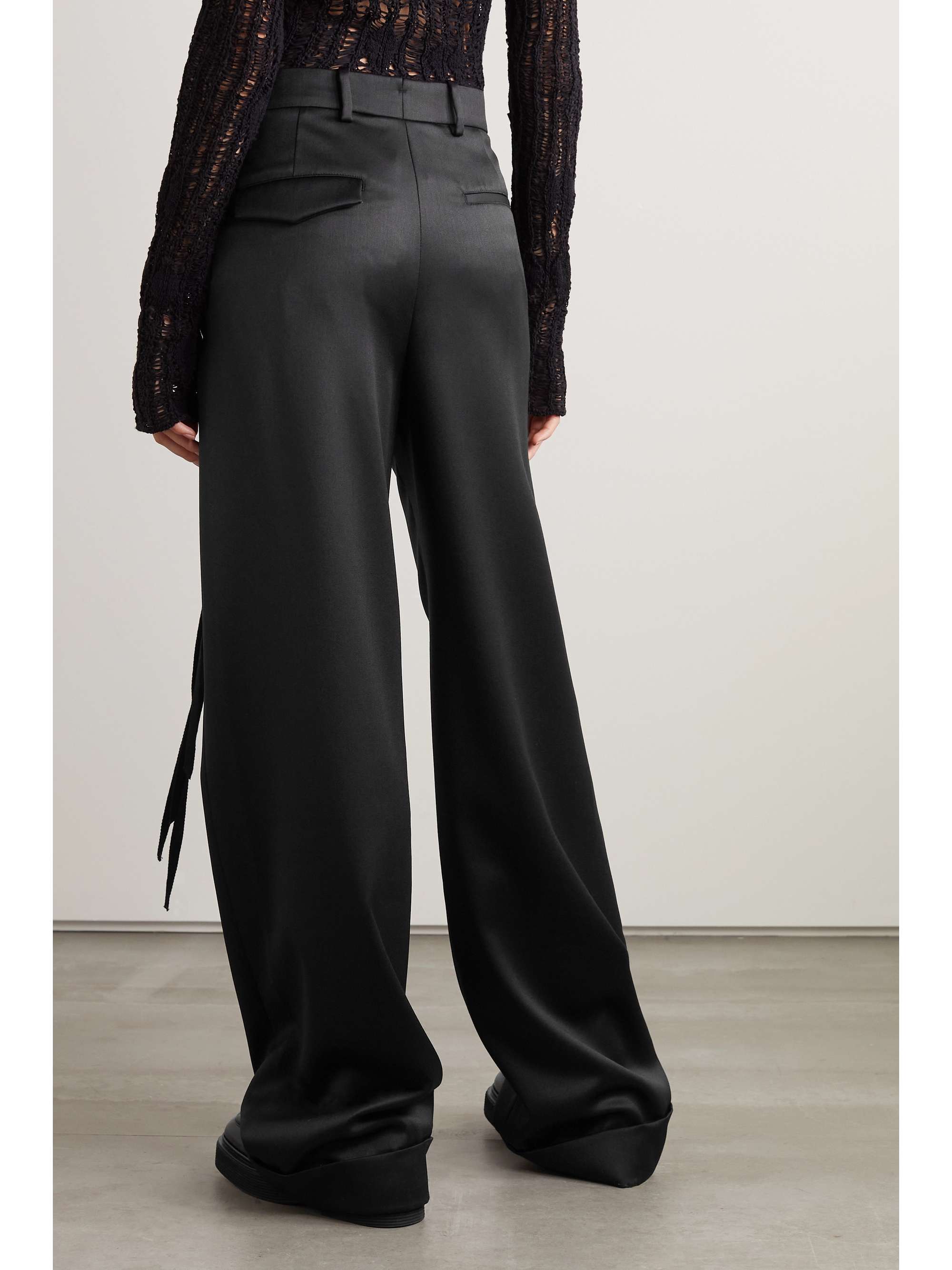 ANN DEMEULEMEESTER Wool-blend satin straight-leg pants