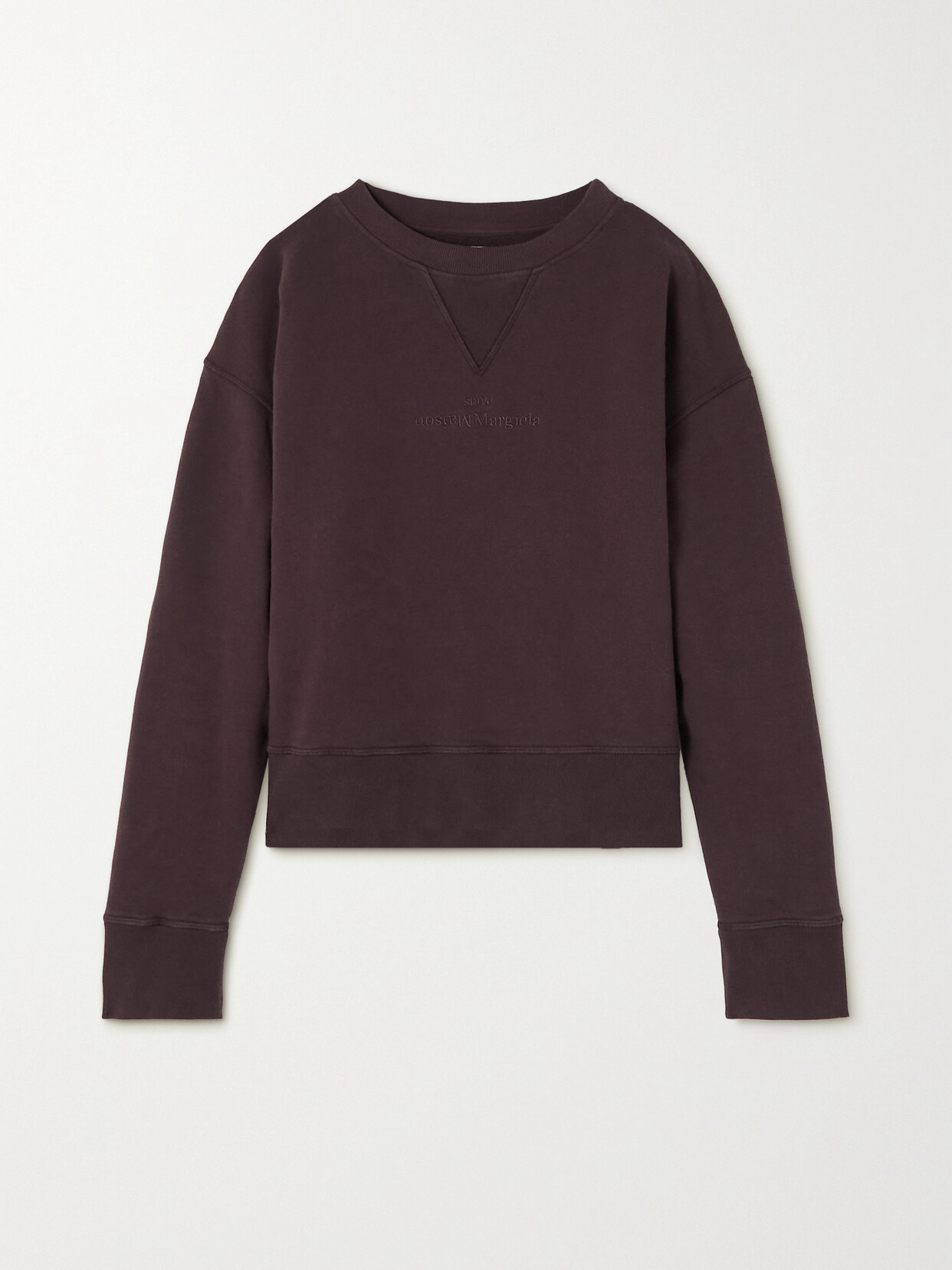 Maison Margiela - Embroidered Cotton-jersey Sweatshirt - Burgundy