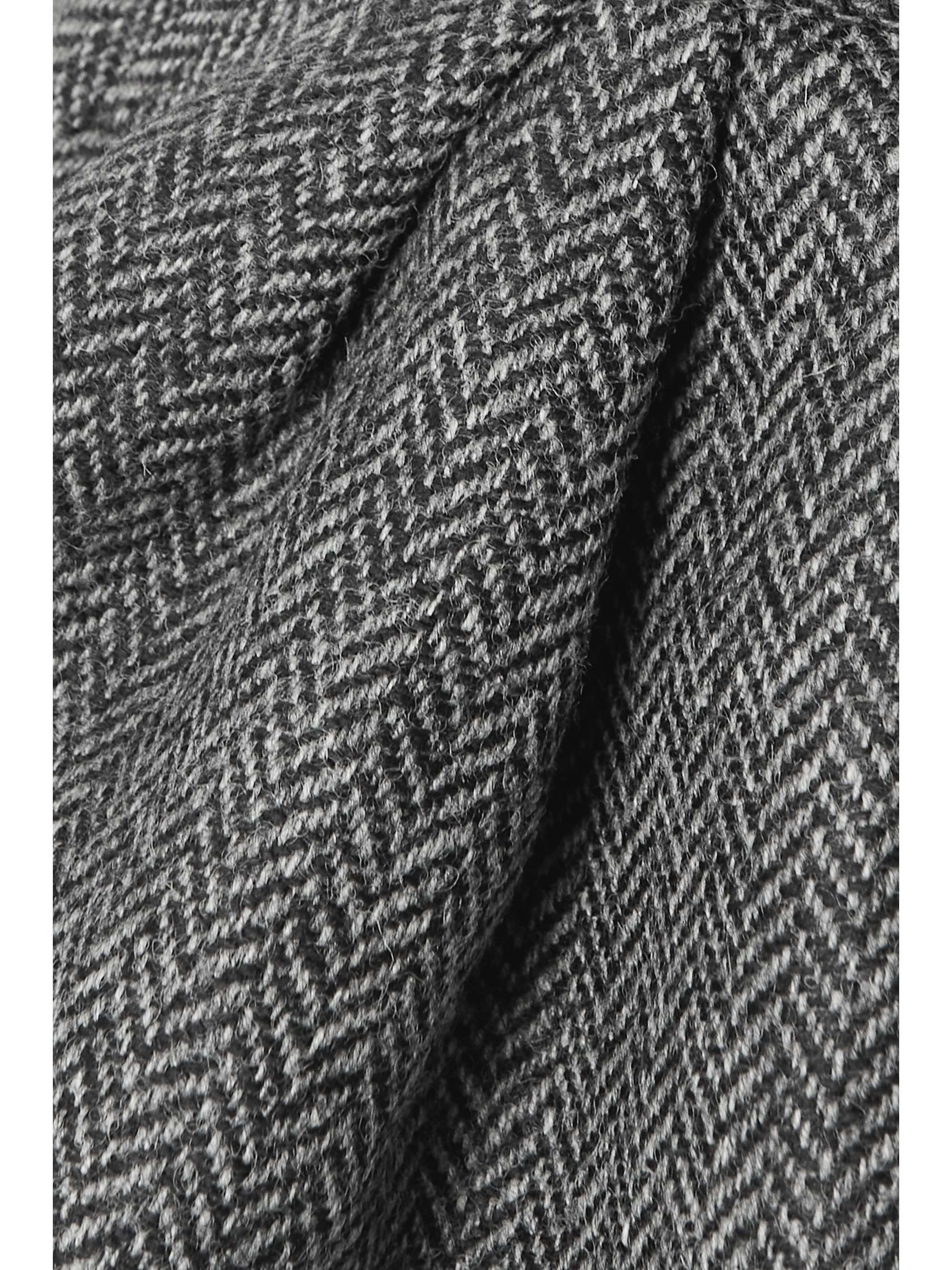 MAISON MARGIELA Strapless paneled herringbone wool and stretch-jersey midi dress