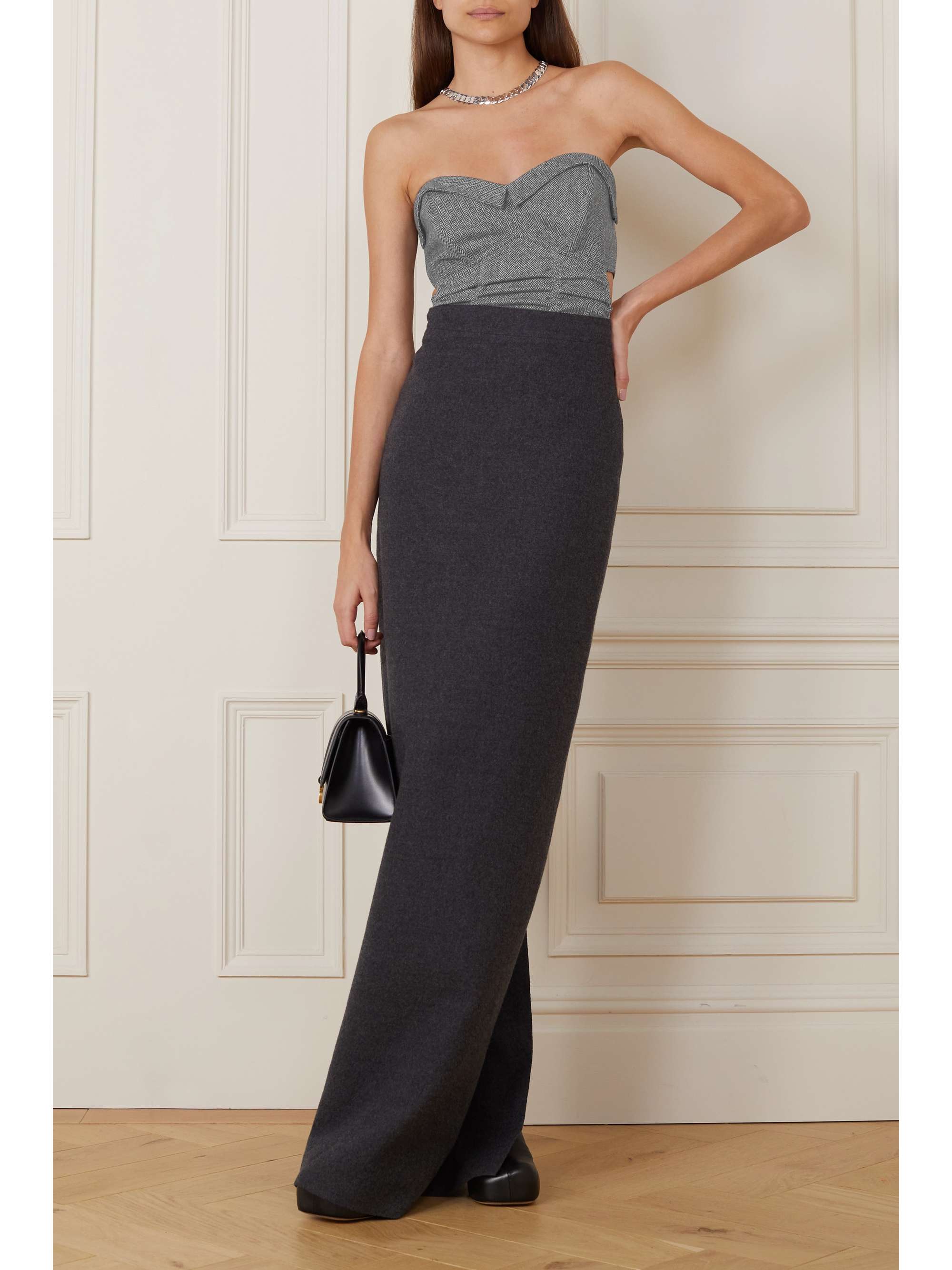 MAISON MARGIELA Strapless open-back herringbone wool bodysuit