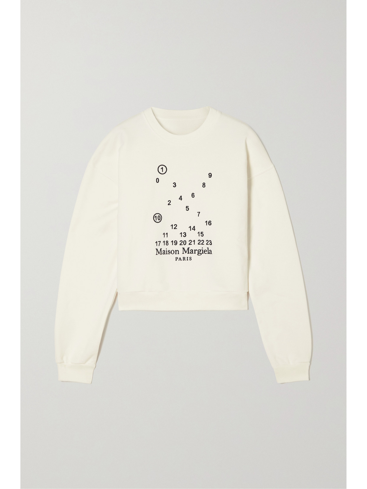 Maison Margiela Embroidered Cotton-jersey Sweatshirt In White