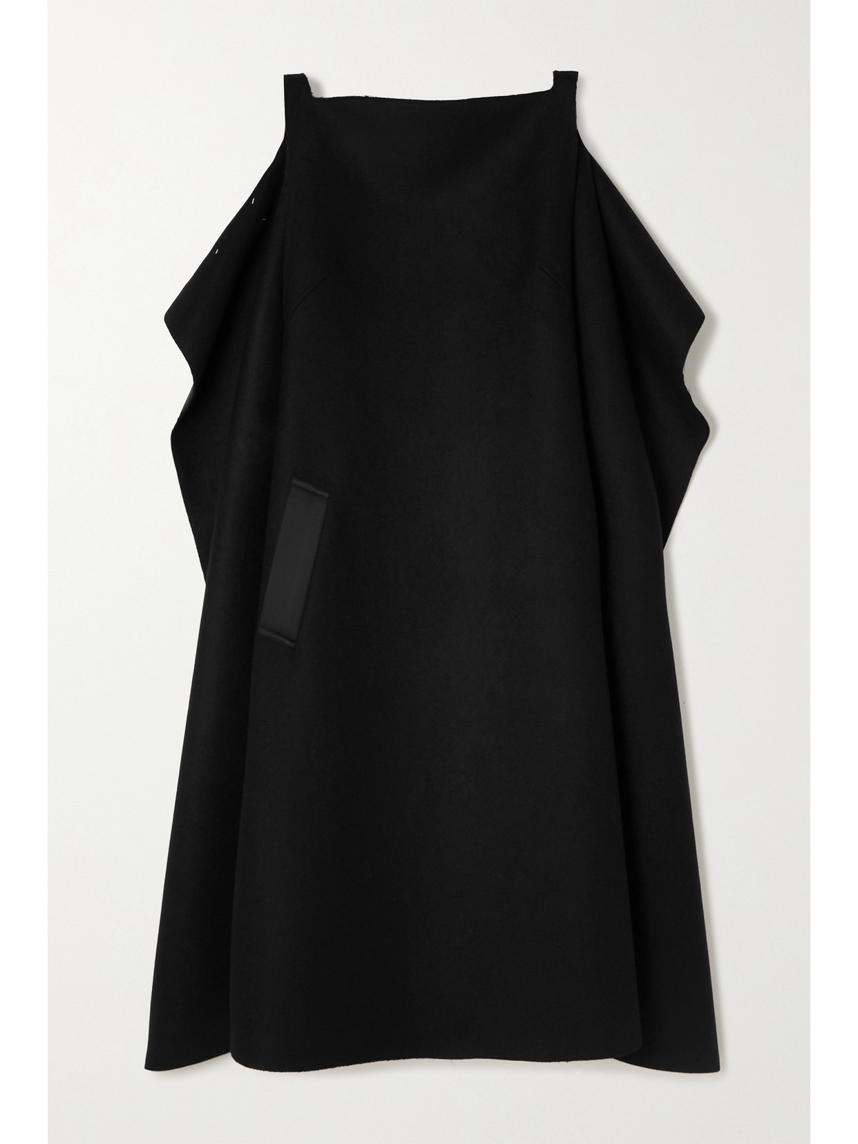 Maison Margiela - Distressed Wool And Silk-blend Satin Midi Wrap Dress - Black 22 Awaiting product image