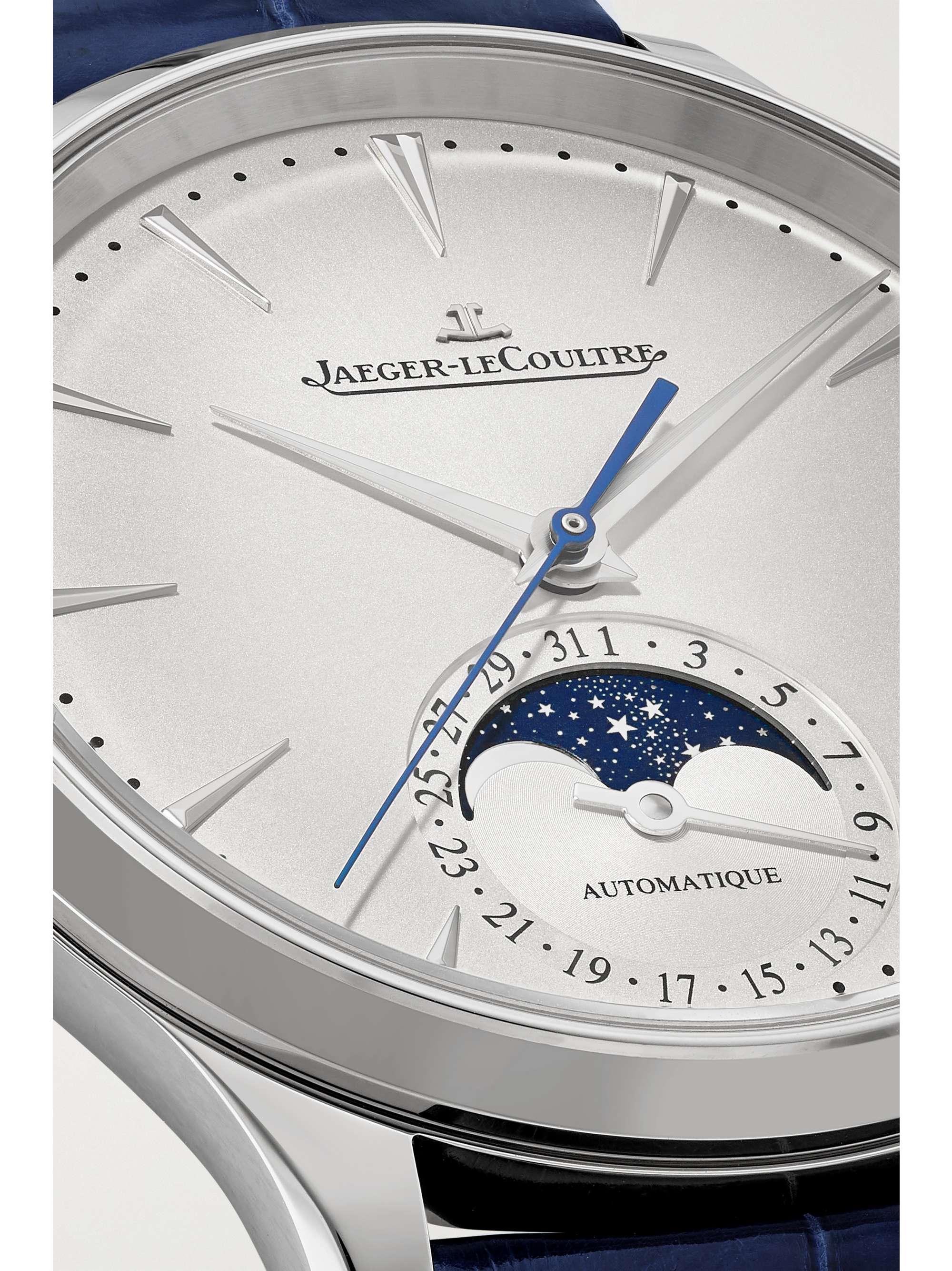 JAEGER LECOULTRE Master Ultra Thin Moon Automatic 36mm stainless steel and alligator watch
