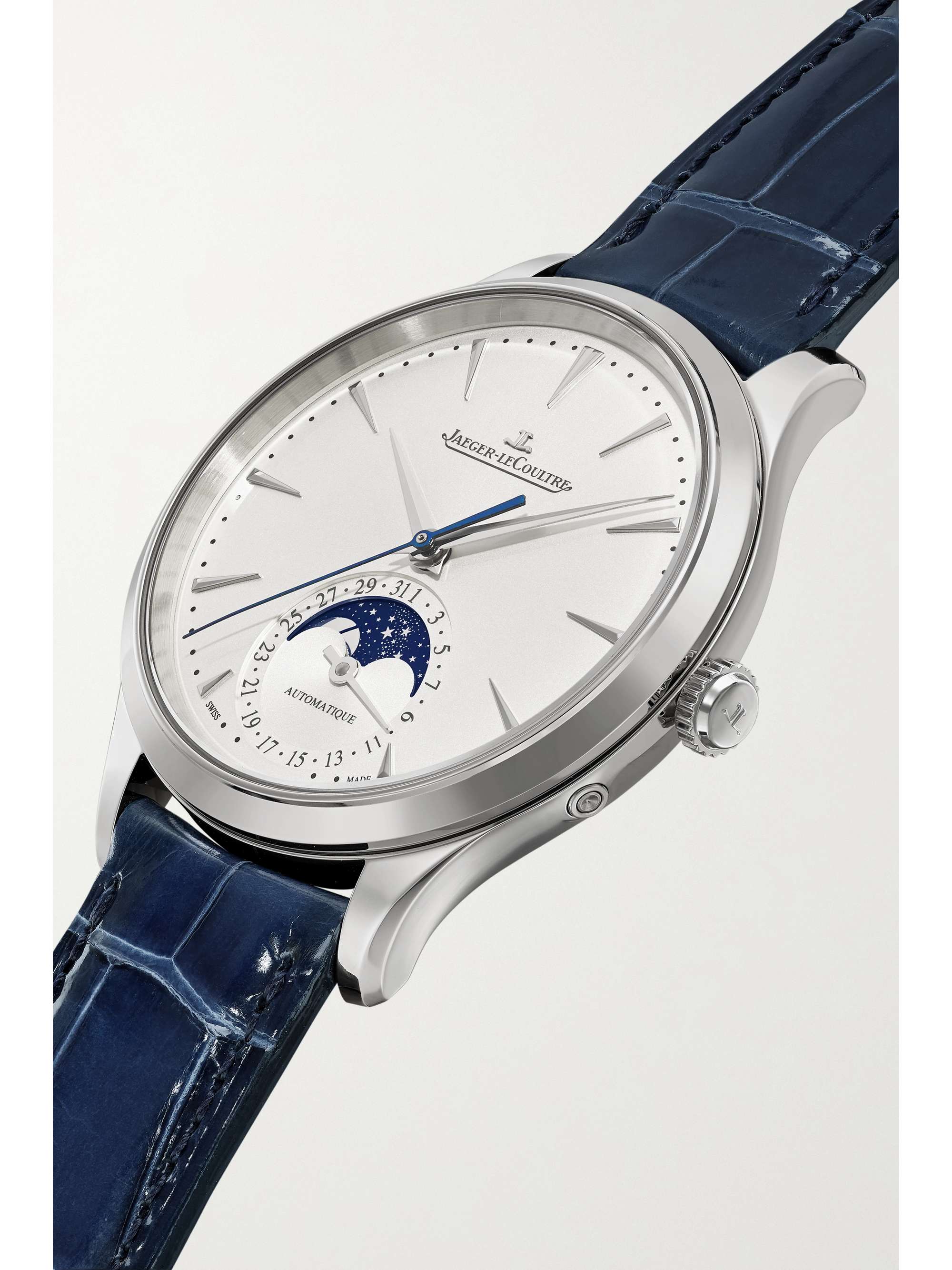 JAEGER LECOULTRE Master Ultra Thin Moon Automatic 36mm stainless steel and alligator watch