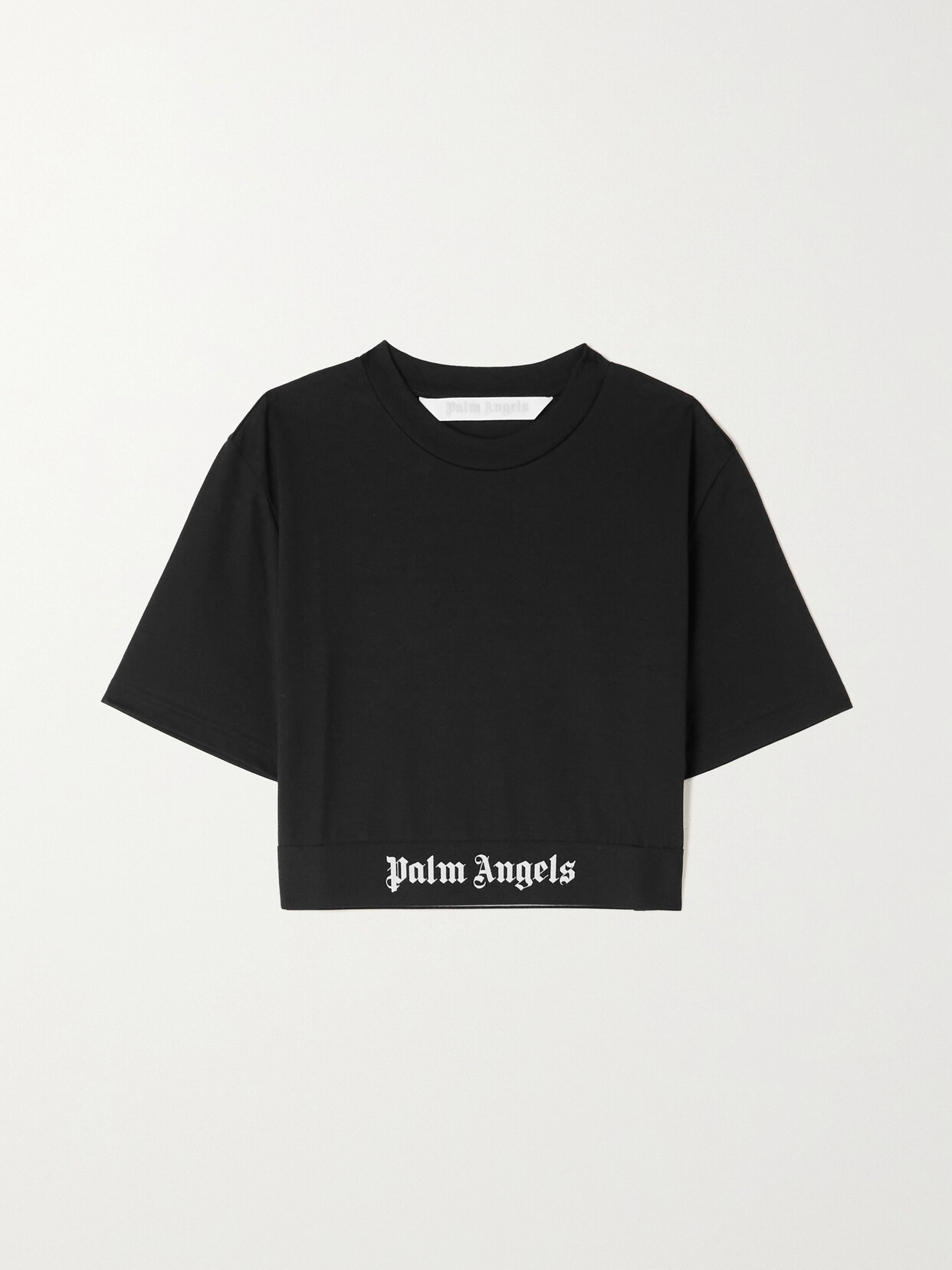 Palm Angels - Cropped Logo-trimmed Stretch-cotton Jersey Top - Black