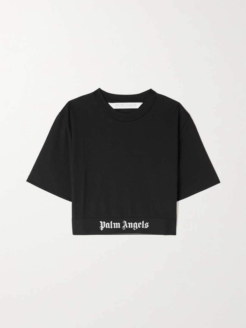 Palm Angels Cropped Logo-trimmed Stretch-cotton Jersey Top - x large