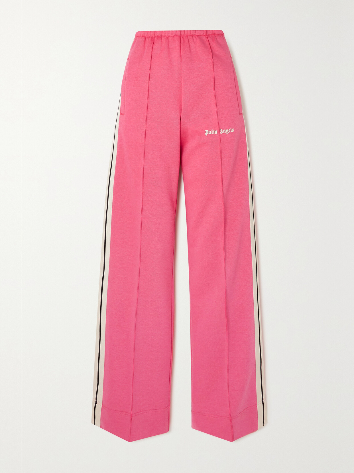 Palm Angels - Striped Cotton-blend Jersey Wide-leg Track Pants - Pink