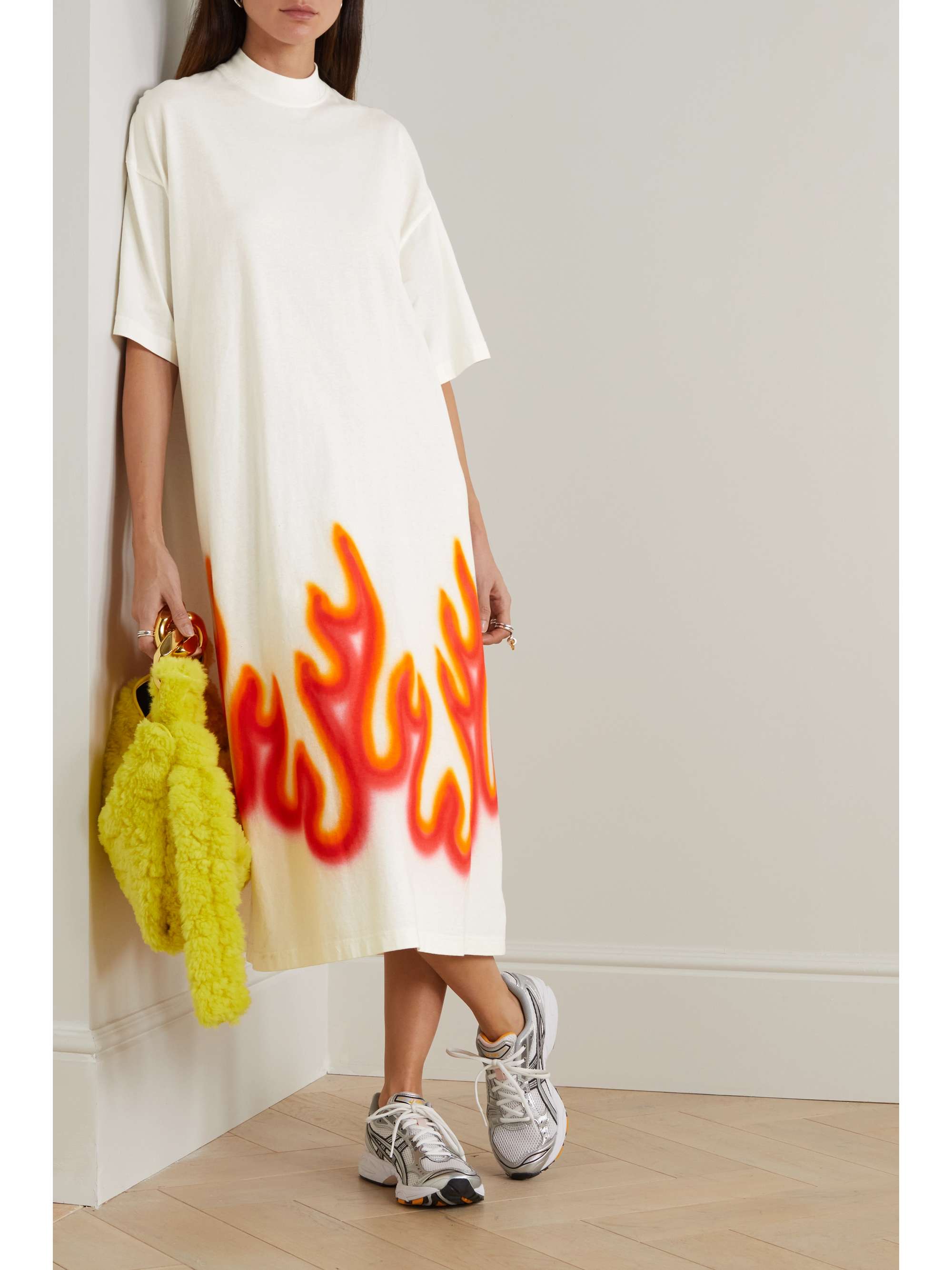 PALM ANGELS Burning printed cotton-jersey T-shirt dress | NET-A-PORTER