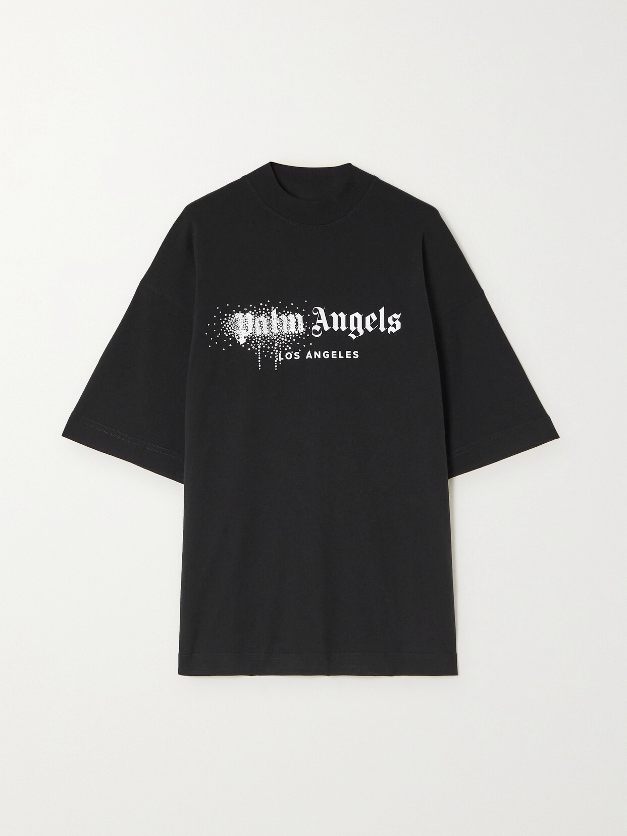 Shop Palm Angels Embellished Printed Cotton T-shirt In Black