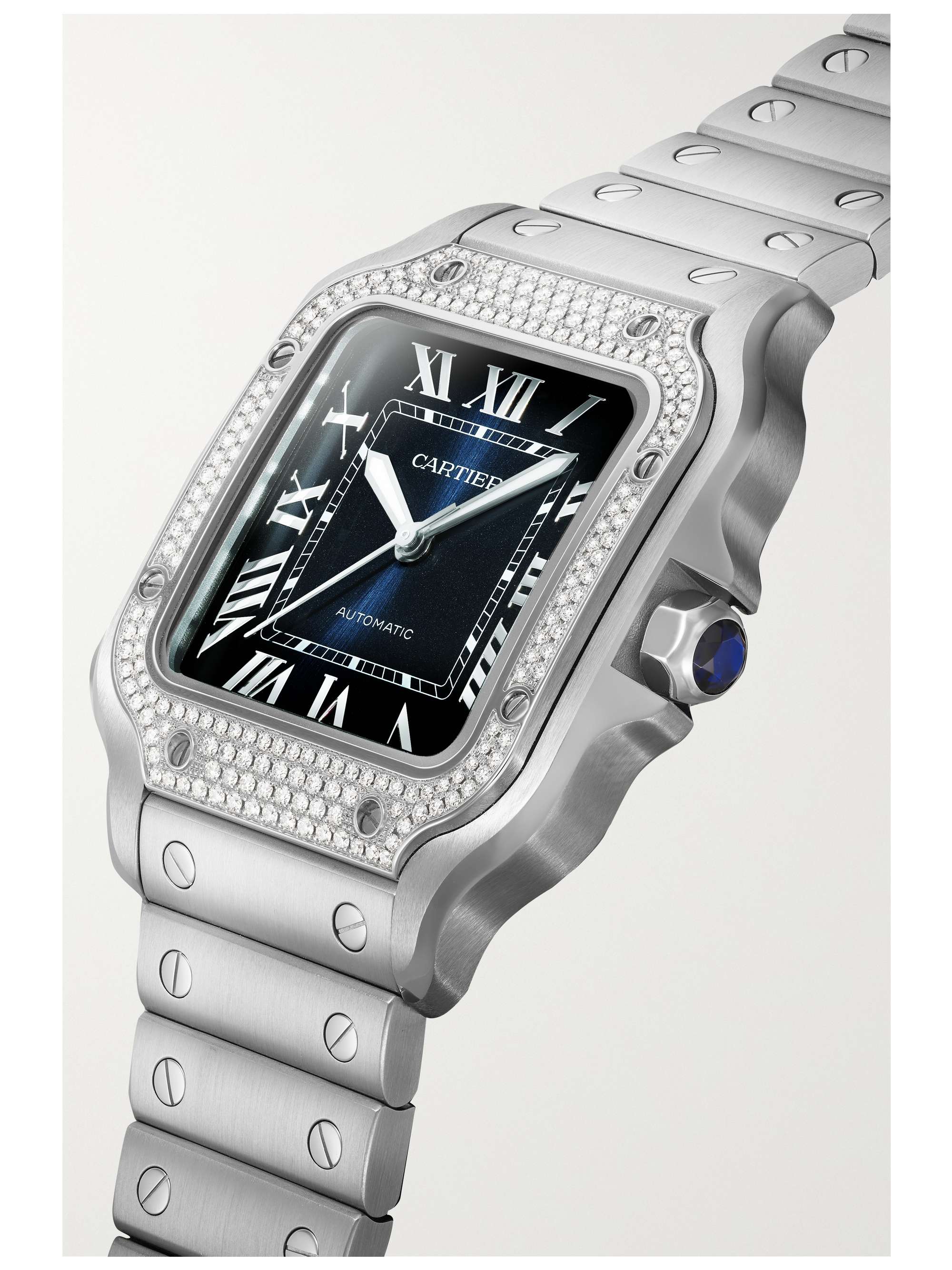 CARTIER Santos de Cartier automatic 35.1mm stainless steel and diamond watch