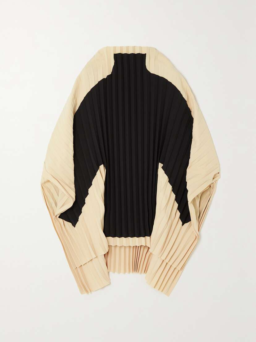 A.W.A.K.E. MODE Pleated Two-tone Satin Poncho