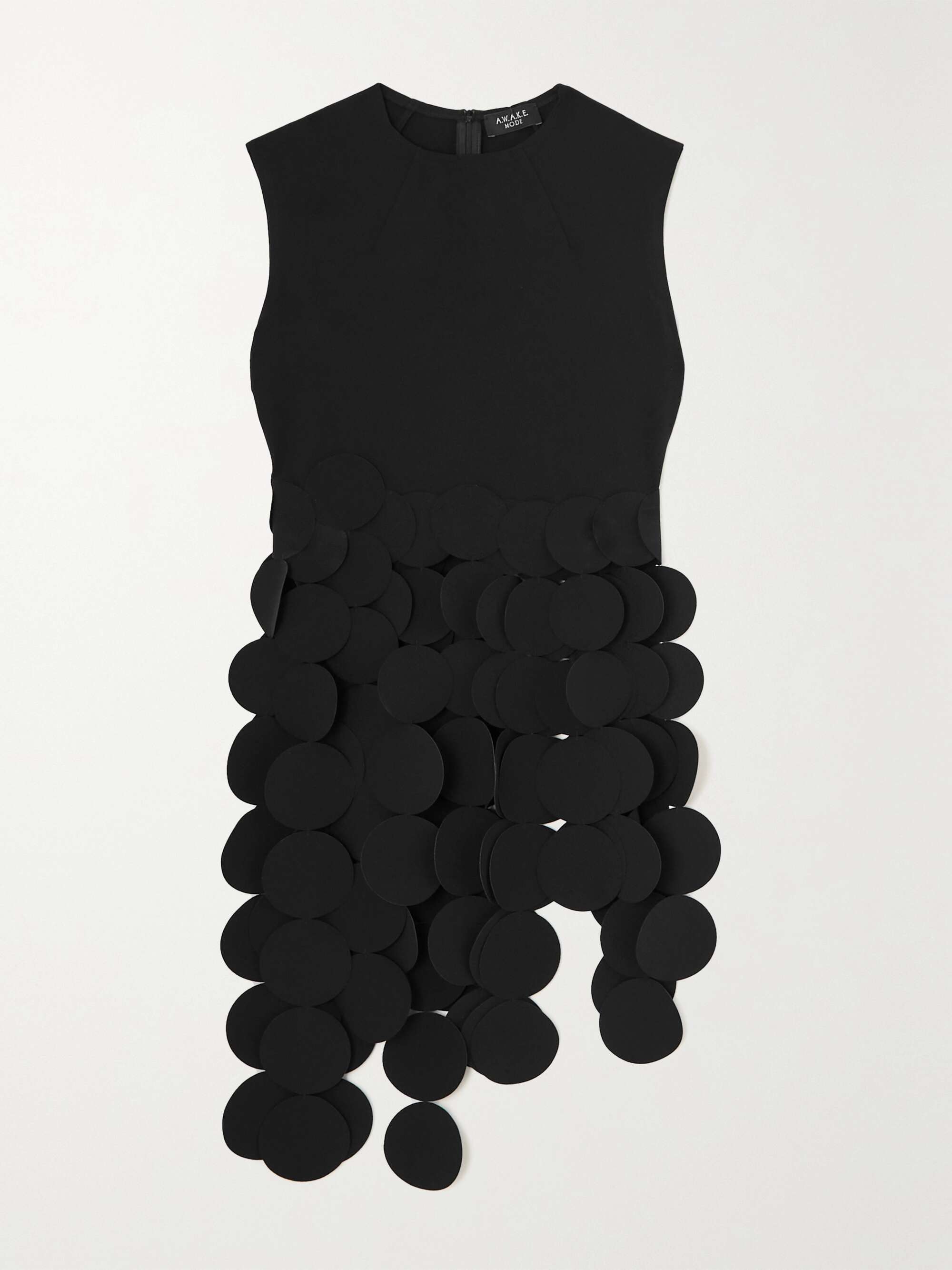 Black Fringed lasercut crepe top A.W.A.K.E. MODE NETAPORTER