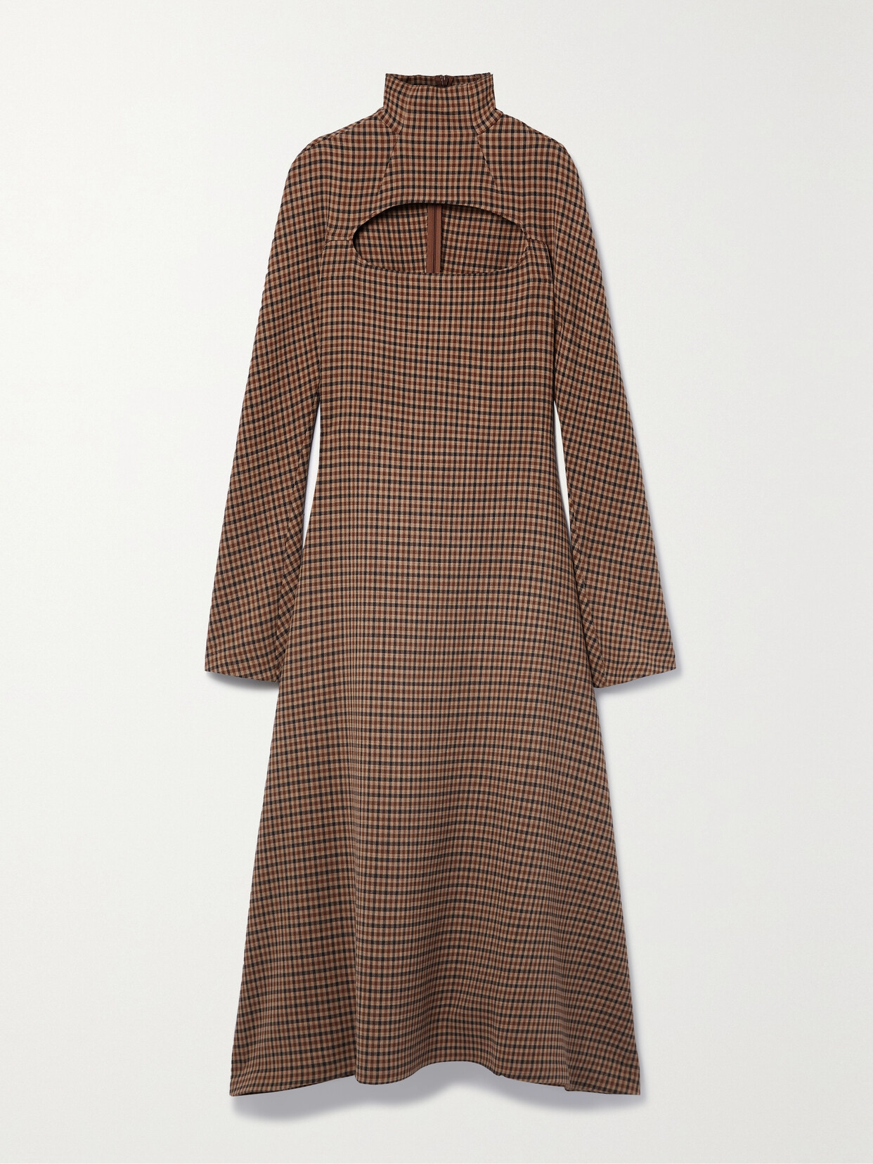 A.W.A.K.E. MODE - Checked Cutout Stretch-jersey Maxi Dress - Brown