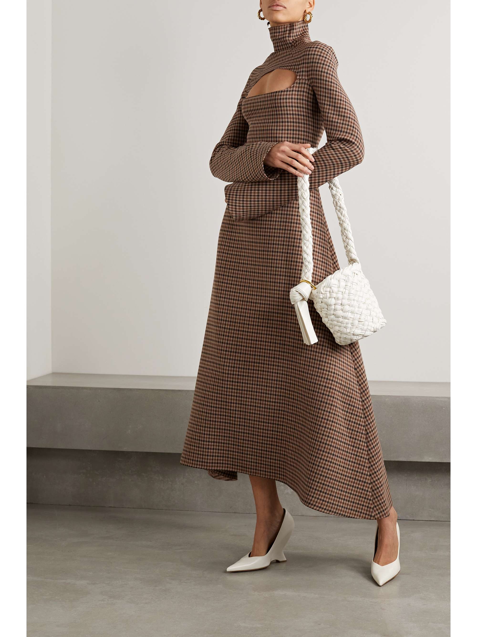 A.W.A.K.E. MODE Checked cutout stretch-jersey maxi dress