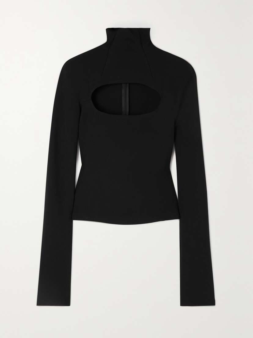 A.W.A.K.E. MODE Cutout Jersey Turtleneck Top