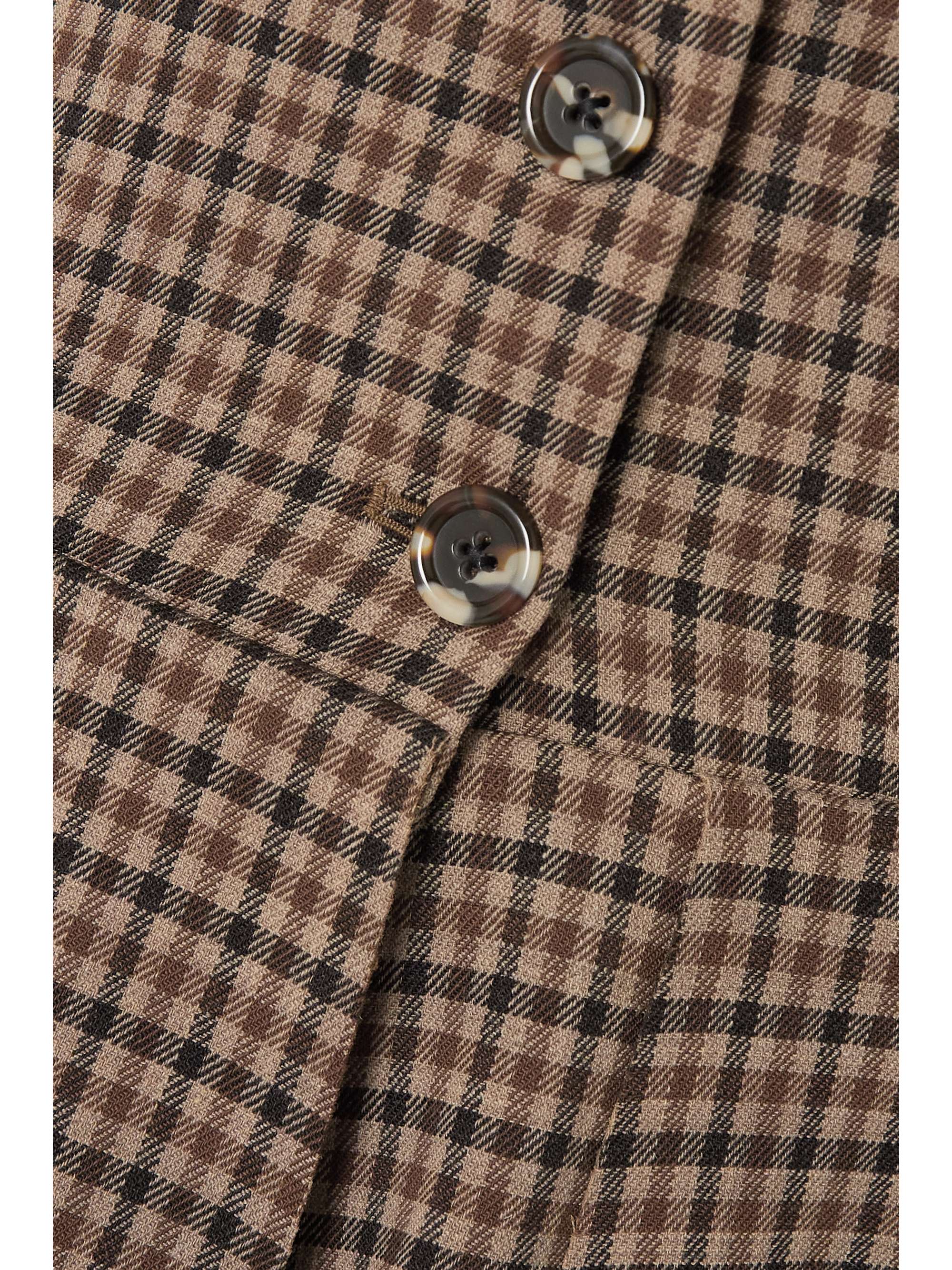 A.W.A.K.E. MODE Cutout checked stretch-twill midi dress