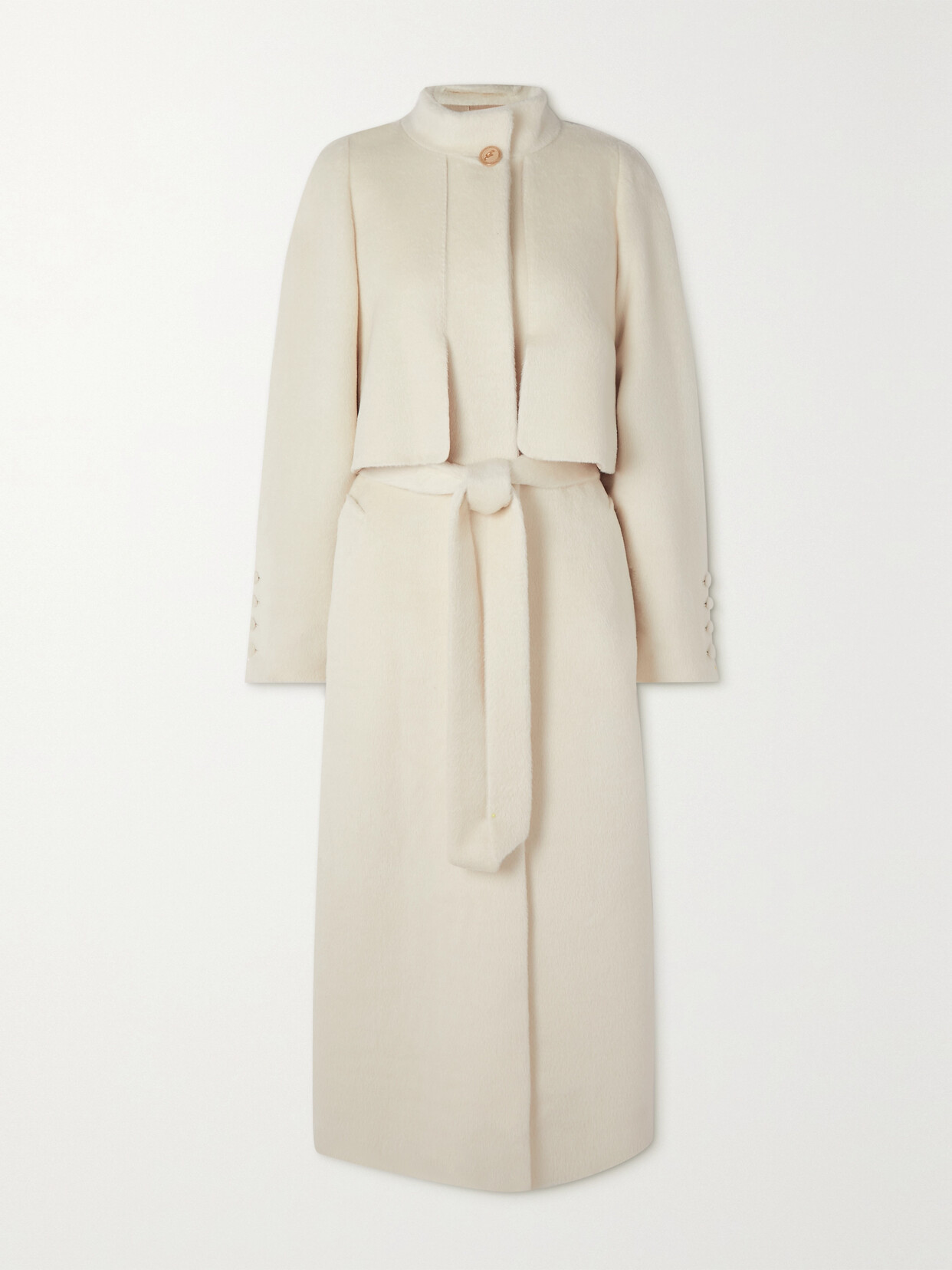 Giuliva Heritage - The Loredana Belted Brushed Alpaca And Wool-blend Coat - White