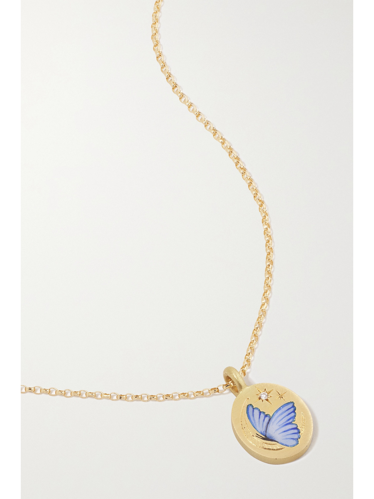 Cece Jewellery The Butterfly & Moon 18-karat , Enamel And Diamond Necklace