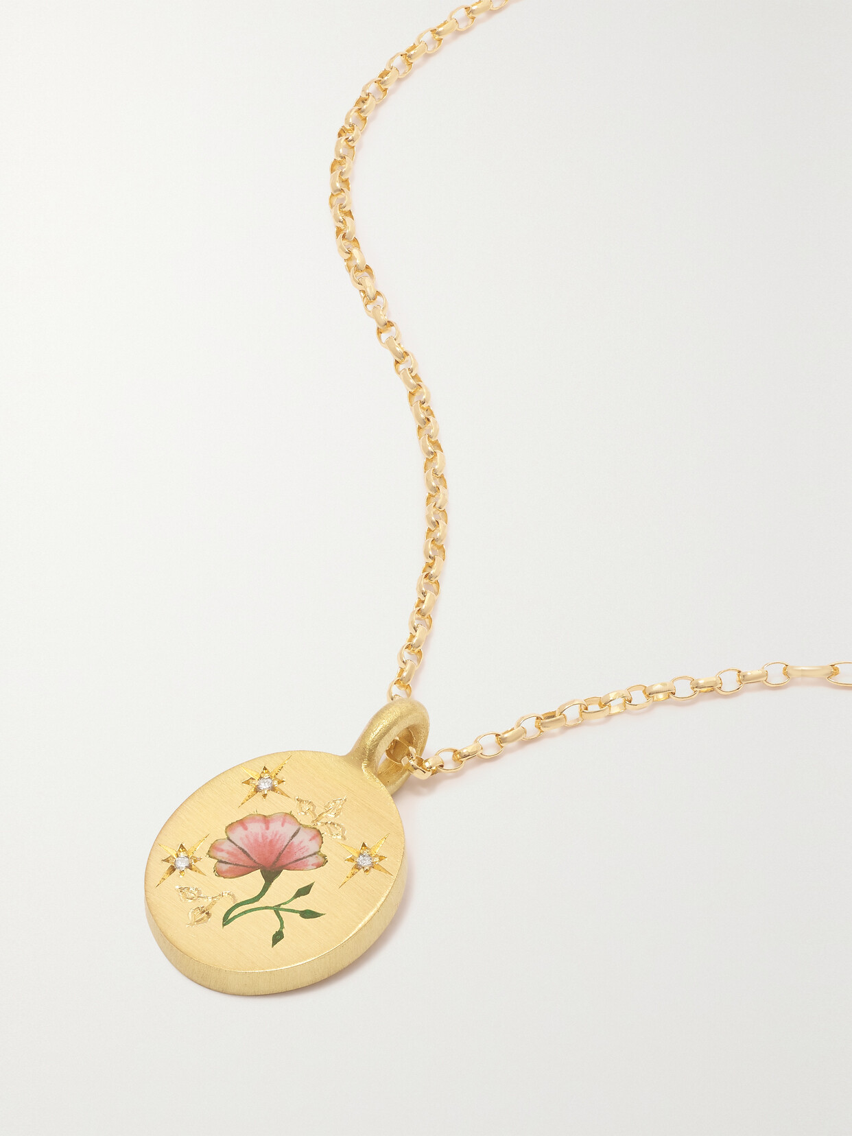 Cece Jewellery - Rose 18-karat Recycled Gold, Enamel And Diamond Necklace - one size 22 Awaiting product image