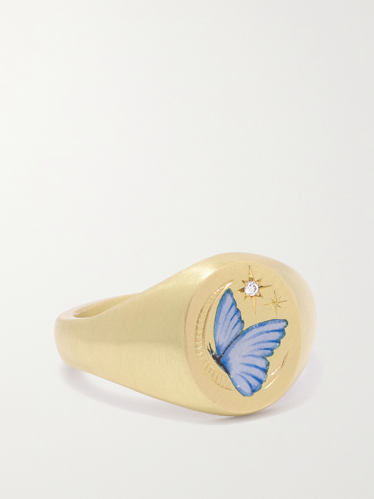 Cece Jewellery The Butterfly & Moon 18-karat Gold, Enamel And Diamond Ring - 4