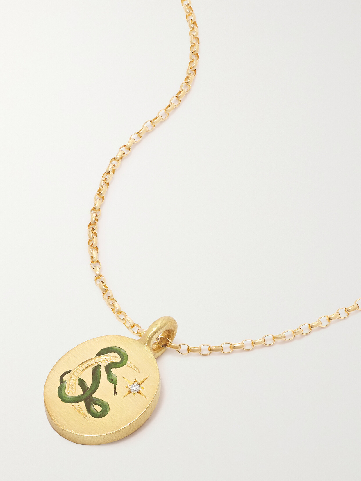 Cece Jewellery - Snake & Moon 18-karat Recycled Gold, Enamel And Diamond Necklace - one size 22 Awaiting product image