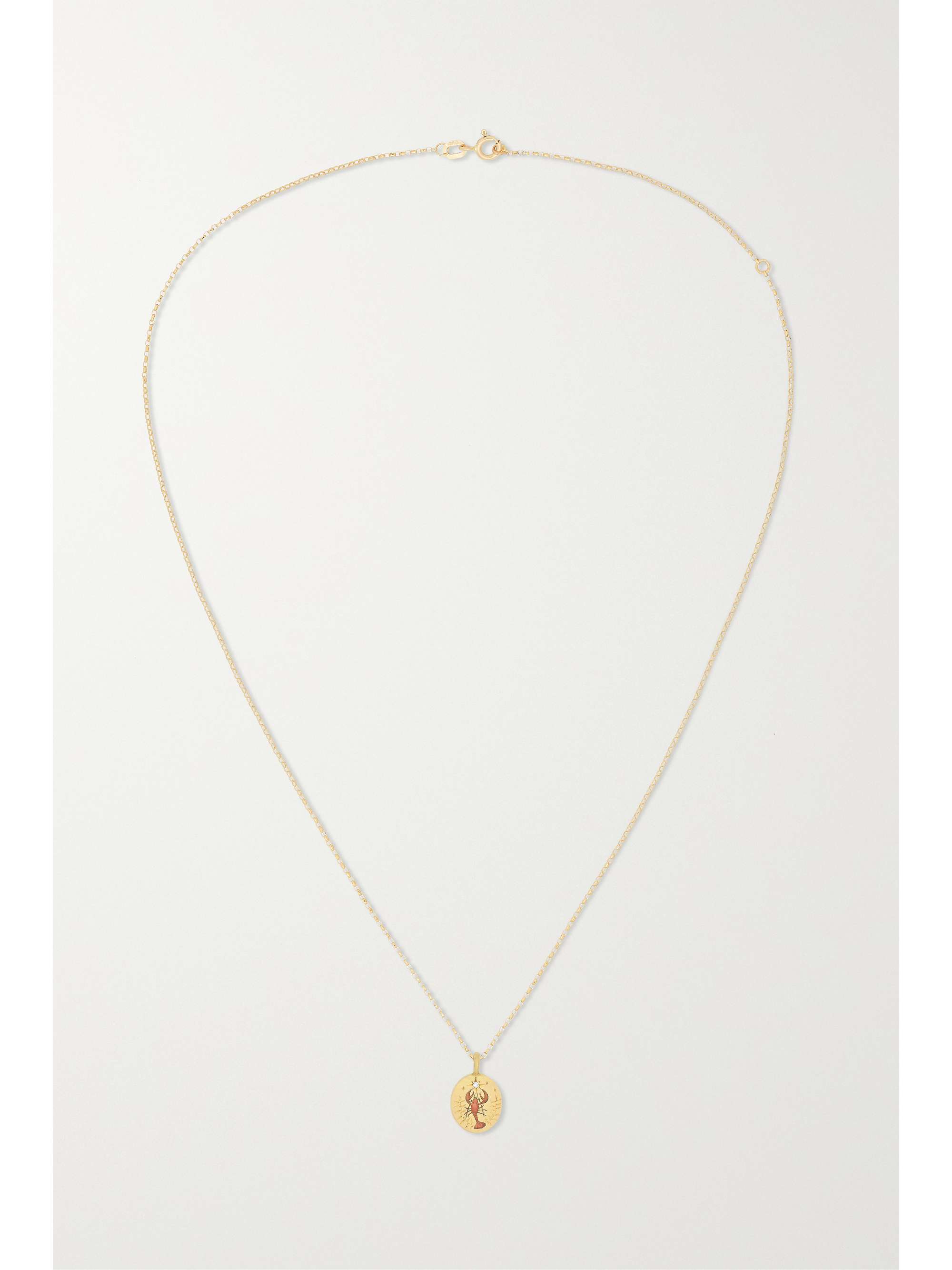 CECE JEWELLERY The Elephant & Camellia 18-karat gold, enamel and diamond necklace