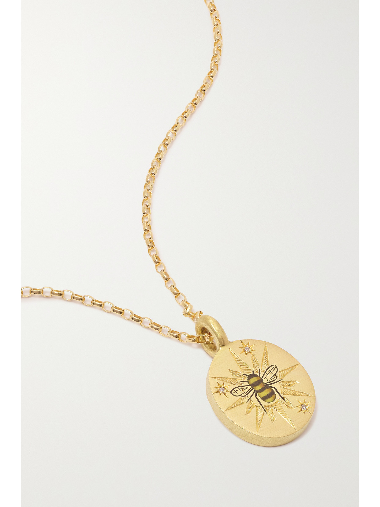 Cece Jewellery Sun & Bee 18-karat Recycled , Enamel And Diamond Necklace