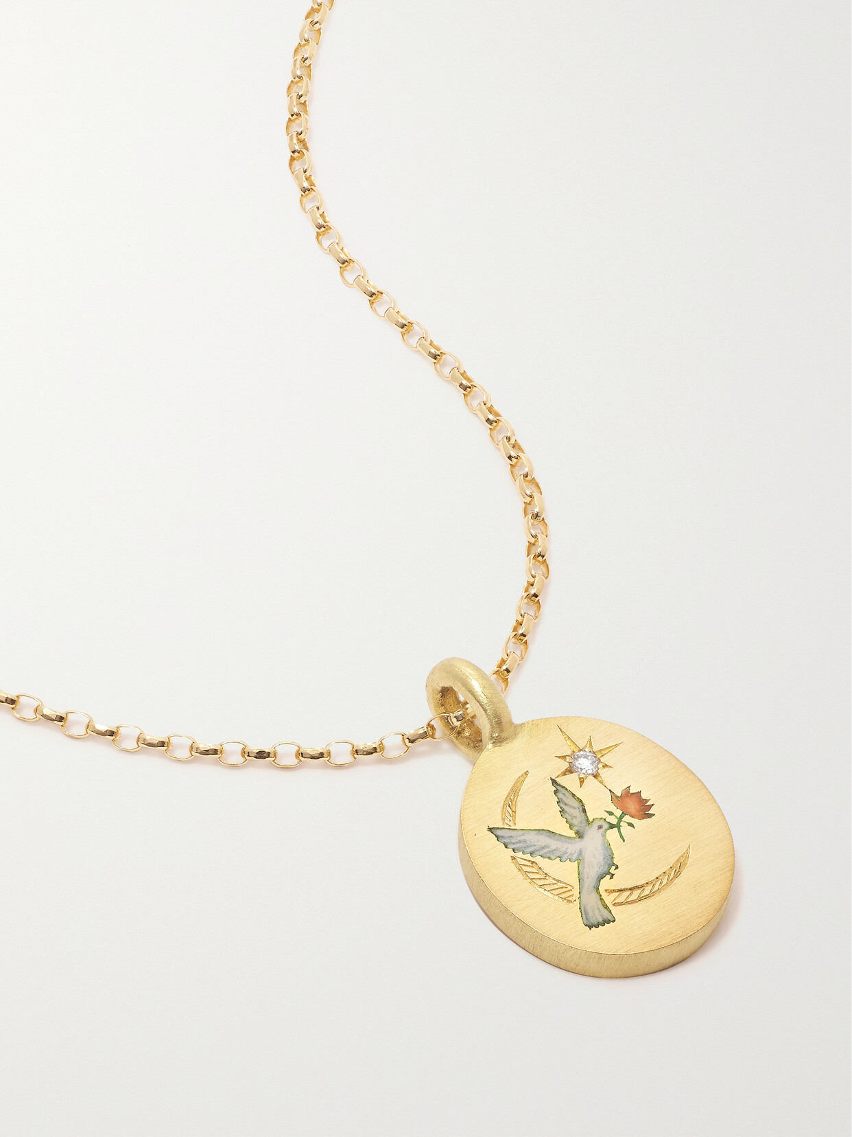 Cece Jewellery - Dove & Rose 18-karat Recycled Gold, Enamel And Diamond Necklace - one size 22 Awaiting product image