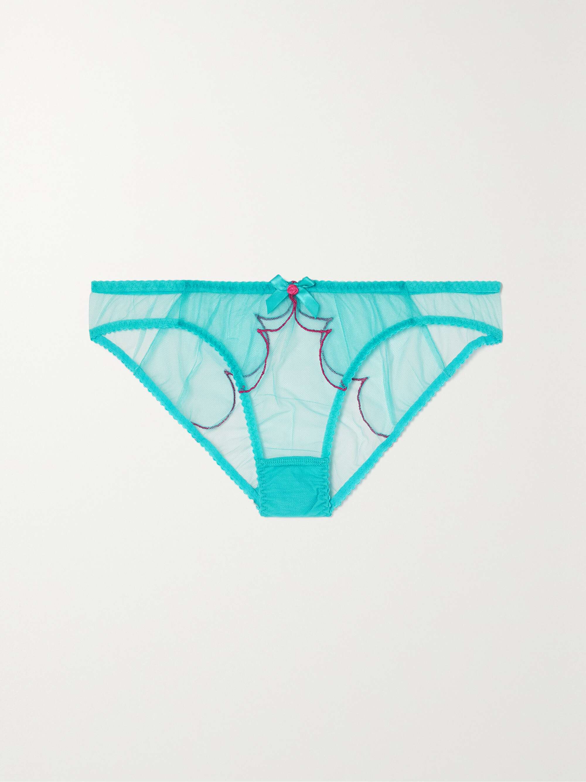AGENT PROVOCATEUR Lorna bow-embellished embroidered tulle briefs | NET-A-PORTER PT