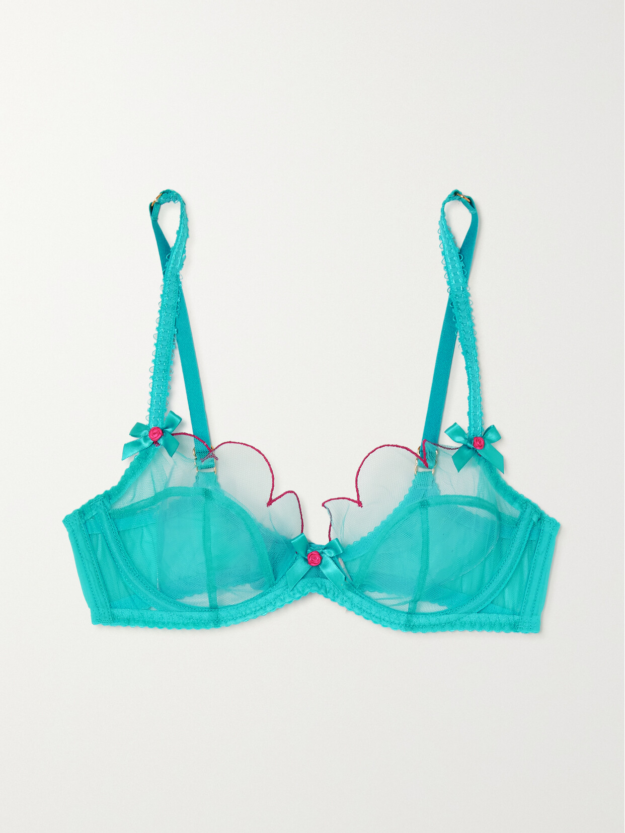 Agent Provocateur Lorna Bow-embellished Embroidered Tulle Underwired Soft-cup Bra