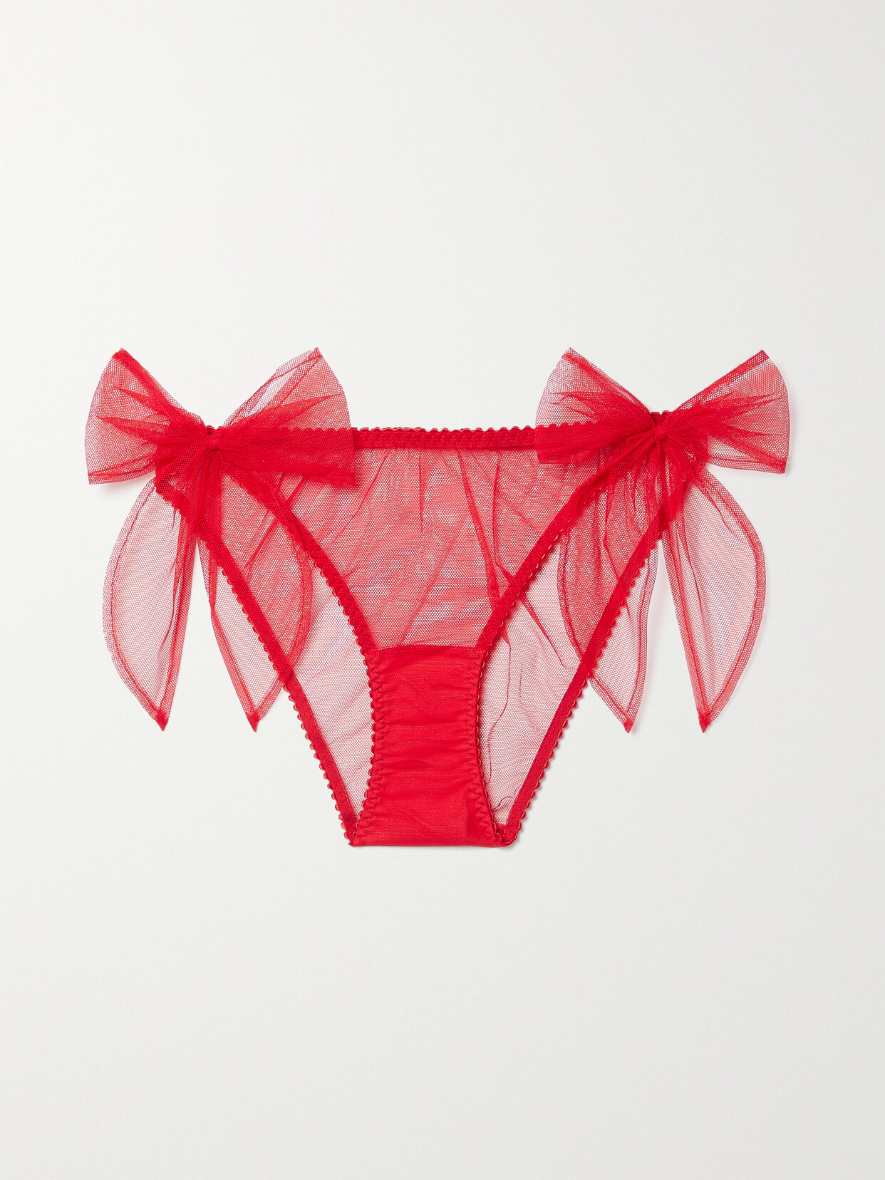 Agent Provocateur - Danika Bow-embellished Tulle Thong - Red