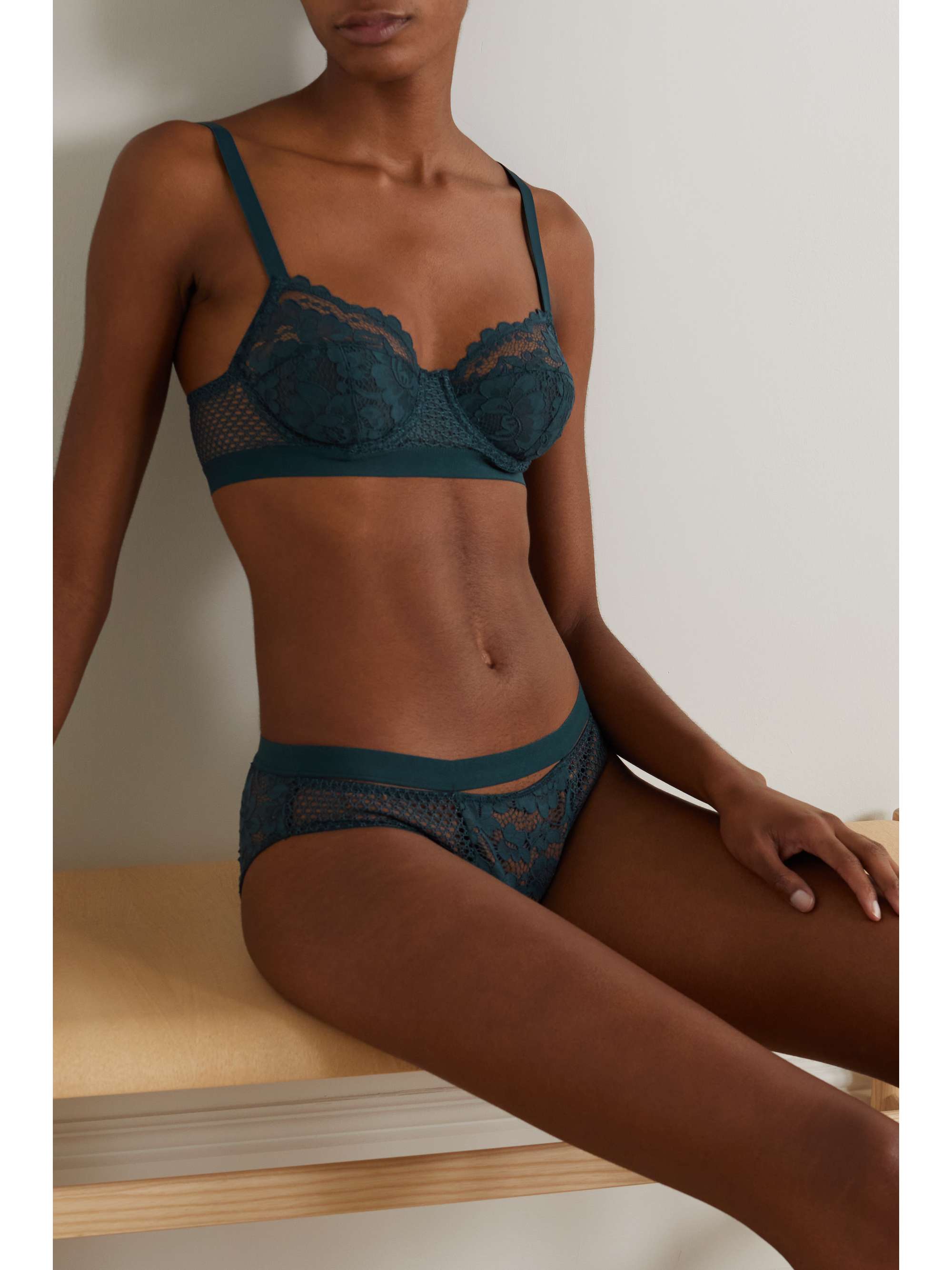 ELSE Petunia stretch-mesh and corded lace briefs