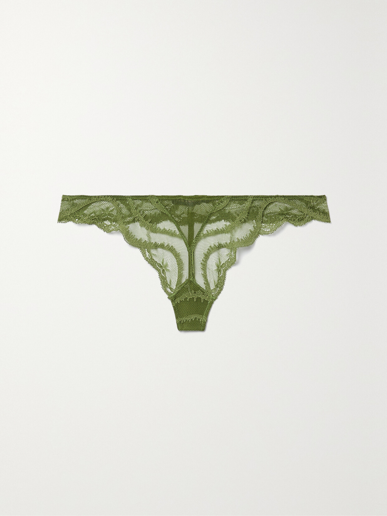 Kiki de Montparnasse - Leche Moi Corded Stretch-lace Thong - Green