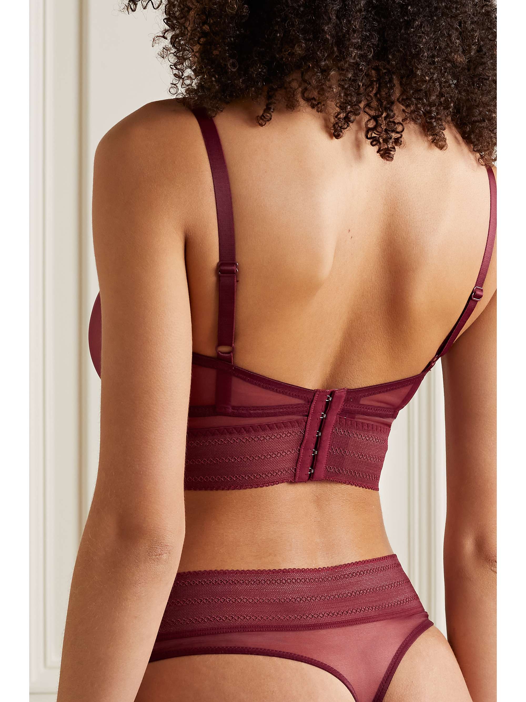 ELSE Bare lace-trimmed tulle underwired bra