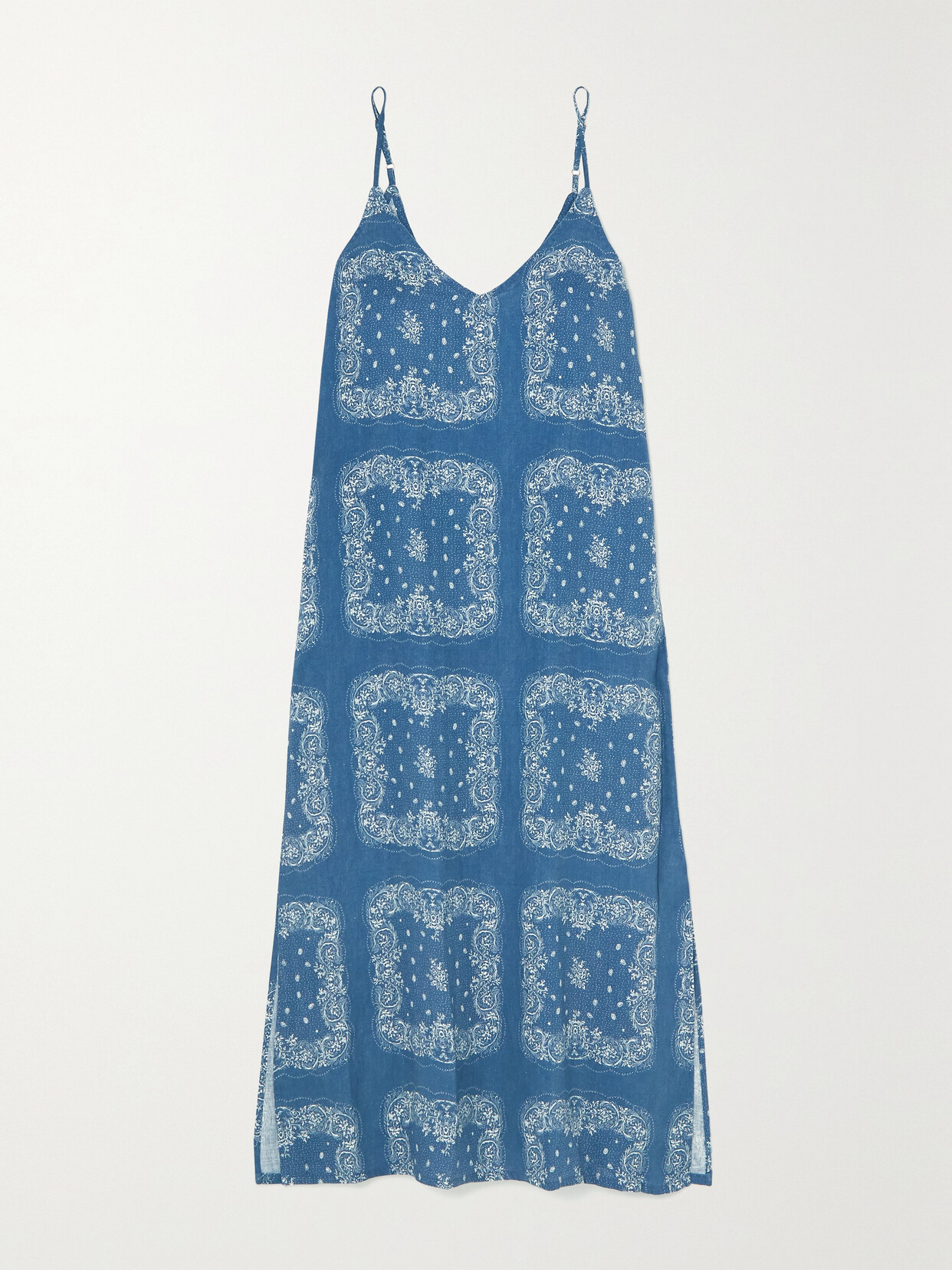 Desmond & Dempsey - Printed Linen Nightdress - Blue