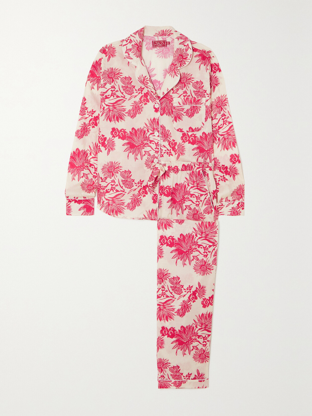 Desmond & Dempsey - Long Floral-print Organic Cotton-voile Pajama Set - Pink