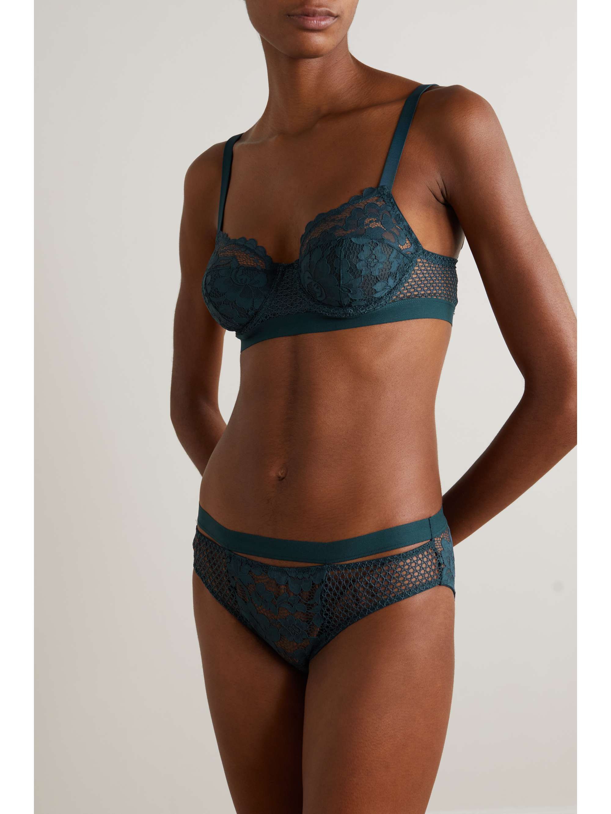ELSE Petunia stretch-mesh and corded lace underwired bra